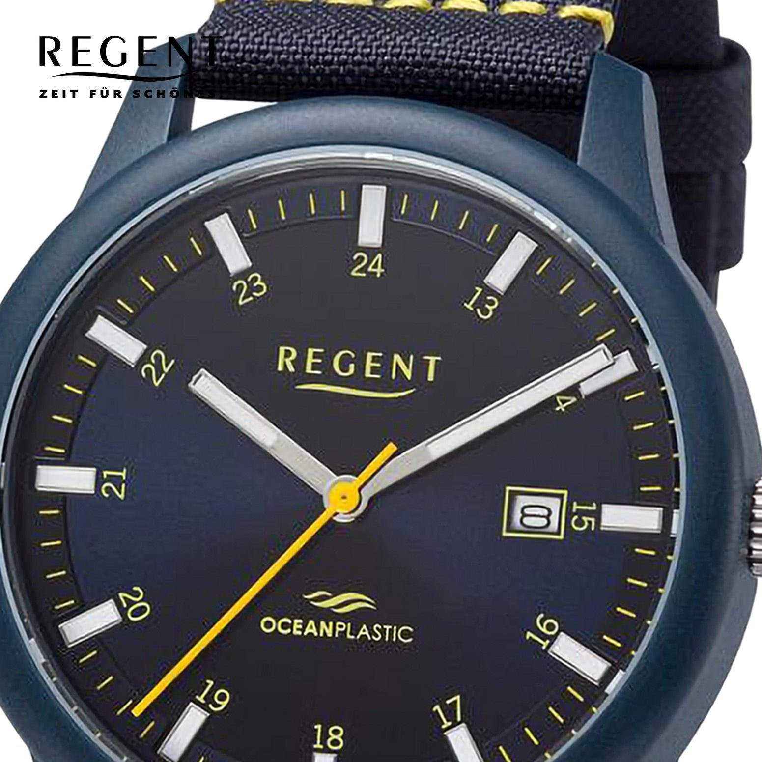 Regent (ca. Regent Herren Armbanduhr groß Quarzuhr Herren 40mm), rund, Nylonarmband Armbanduhr Analog, extra