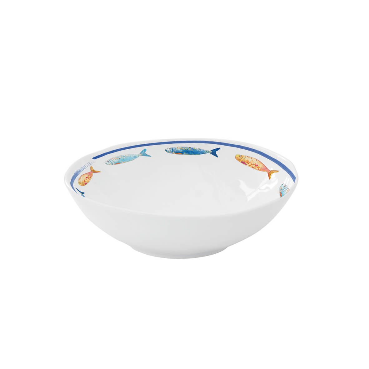EasyLife Müslischüssel Bord de Mer, Porzellan, Spülmaschinengeeignet, Weiß, Fische, H: 4cm