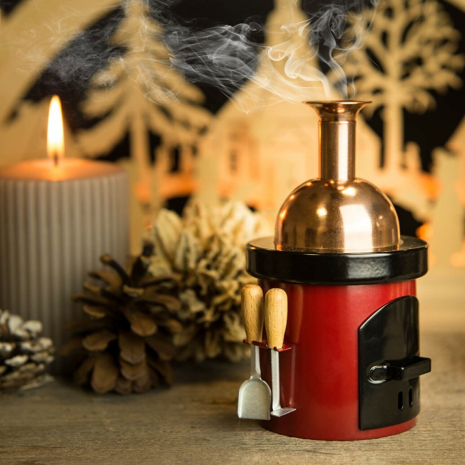 Crottendorfer Räuchermännchen Crottendorfer Räucherhaus Braukessel inkl. 5 Räucherkerzen Tannenduft, inklusive 5 Räucherkerzen