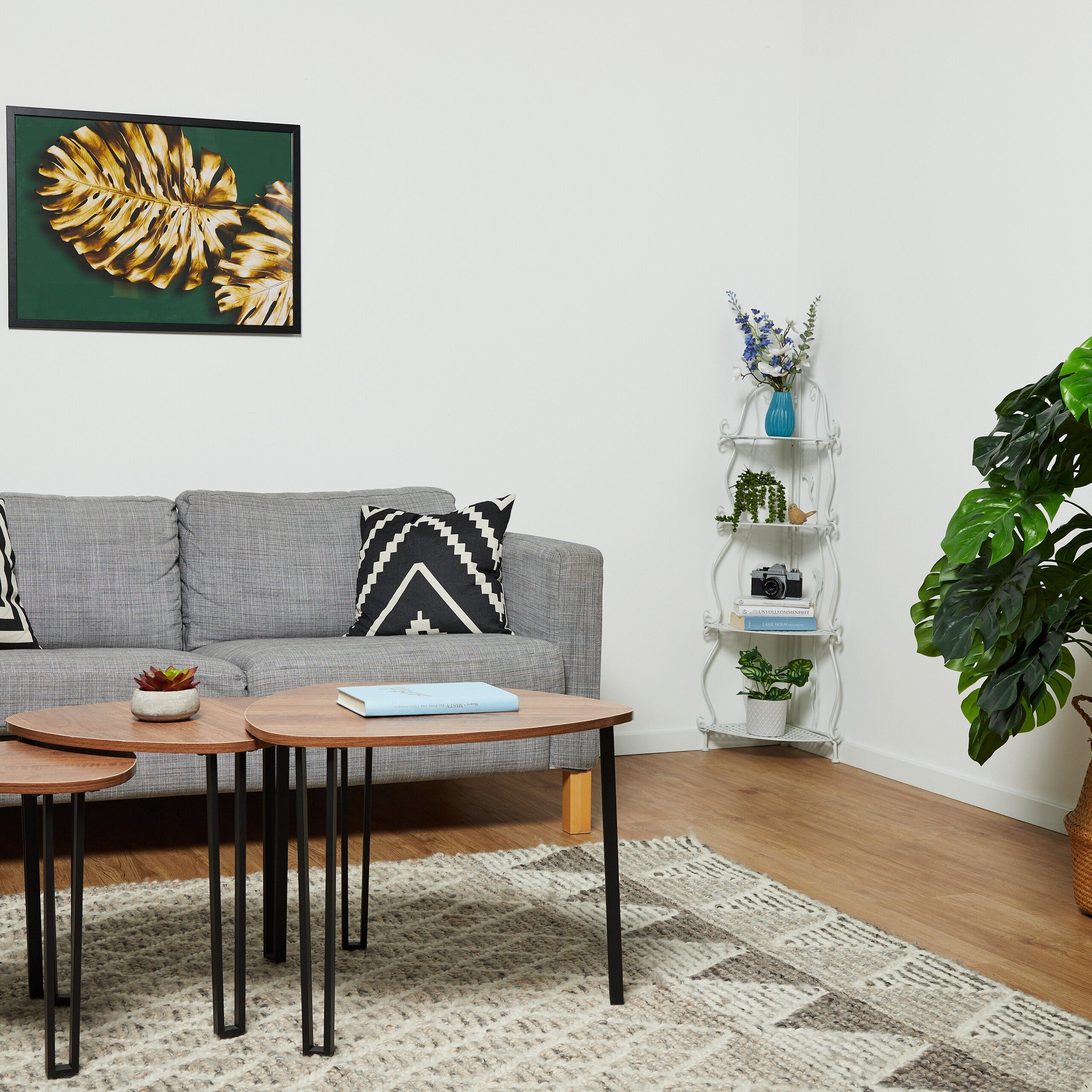 relaxdays Eckregal Weißes Eckregal aus Metall mit 4 Ablagen