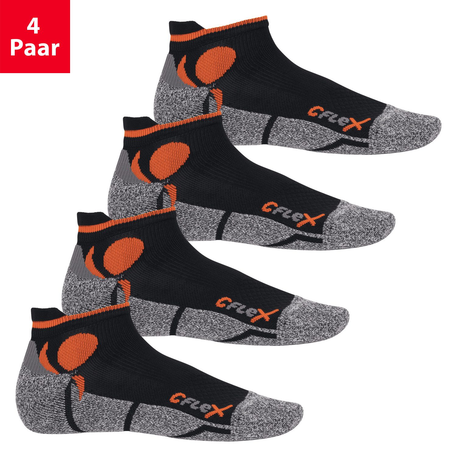 CFLEX Sportsocken Running Damen & Herren Sport Sneaker Socken (4 Paar) Laufsocken