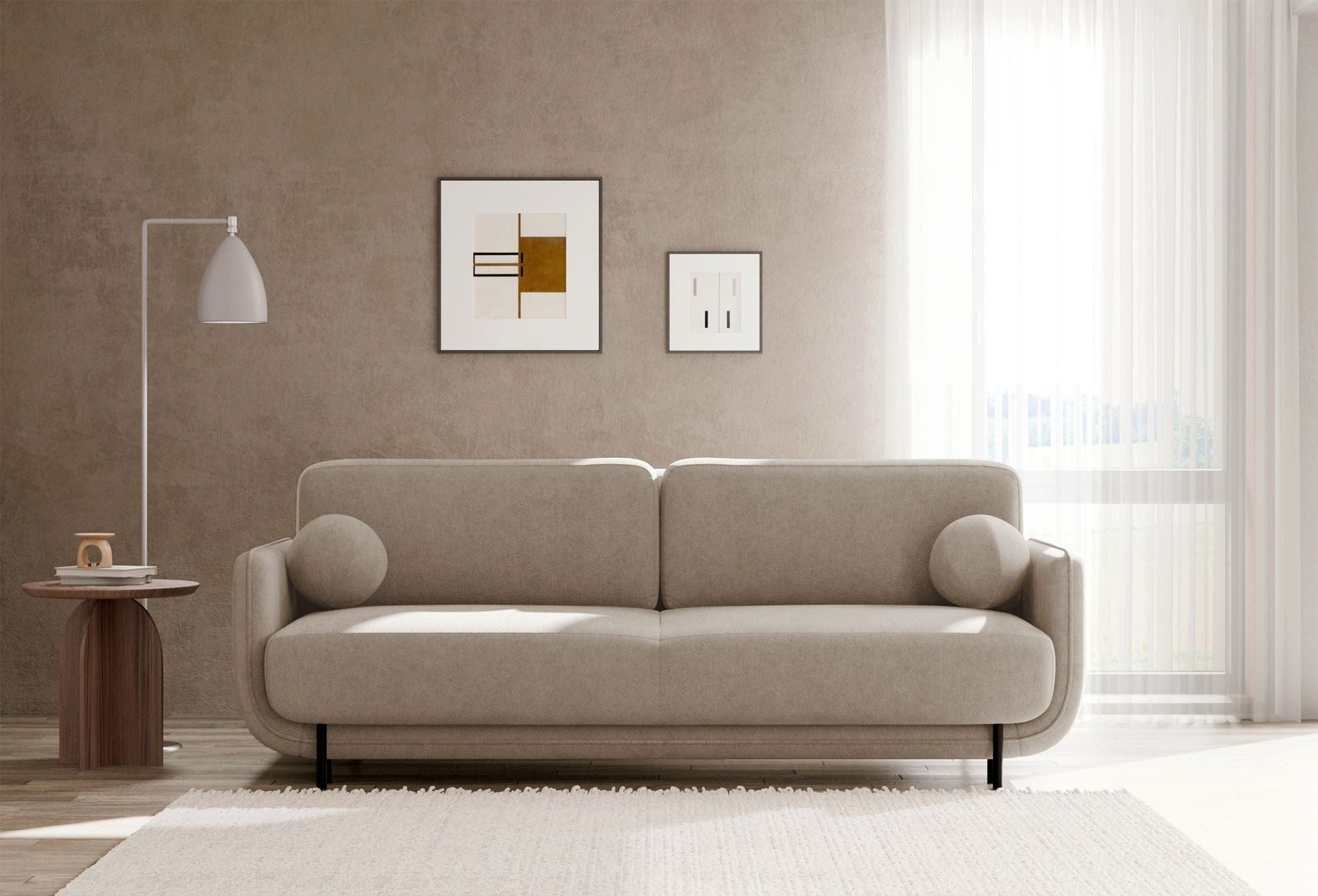 Selsey Schlafsofa, 3-Sitzer mit DL-Schlaffunktion, Bettkasten und Strukturstoff