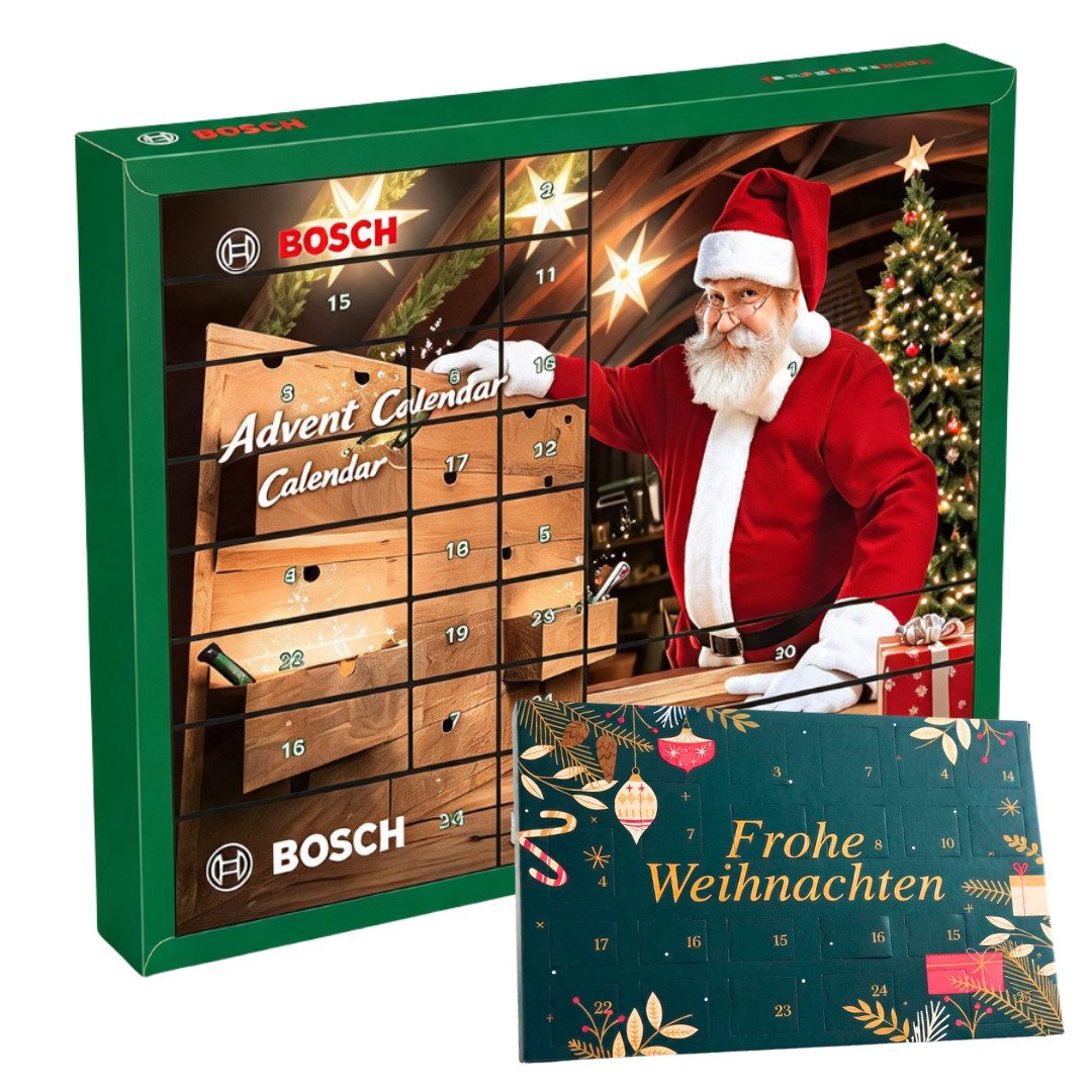 BOSCH Adventskalender 2026 Werkzeug 44tlg + Haze Tisch Adventskalender 2er set Herren Männer (Set, 68-tlg), 68 tlg - 44 Handwerkzeuge + 24 Schokolade Advent kalender - Mann