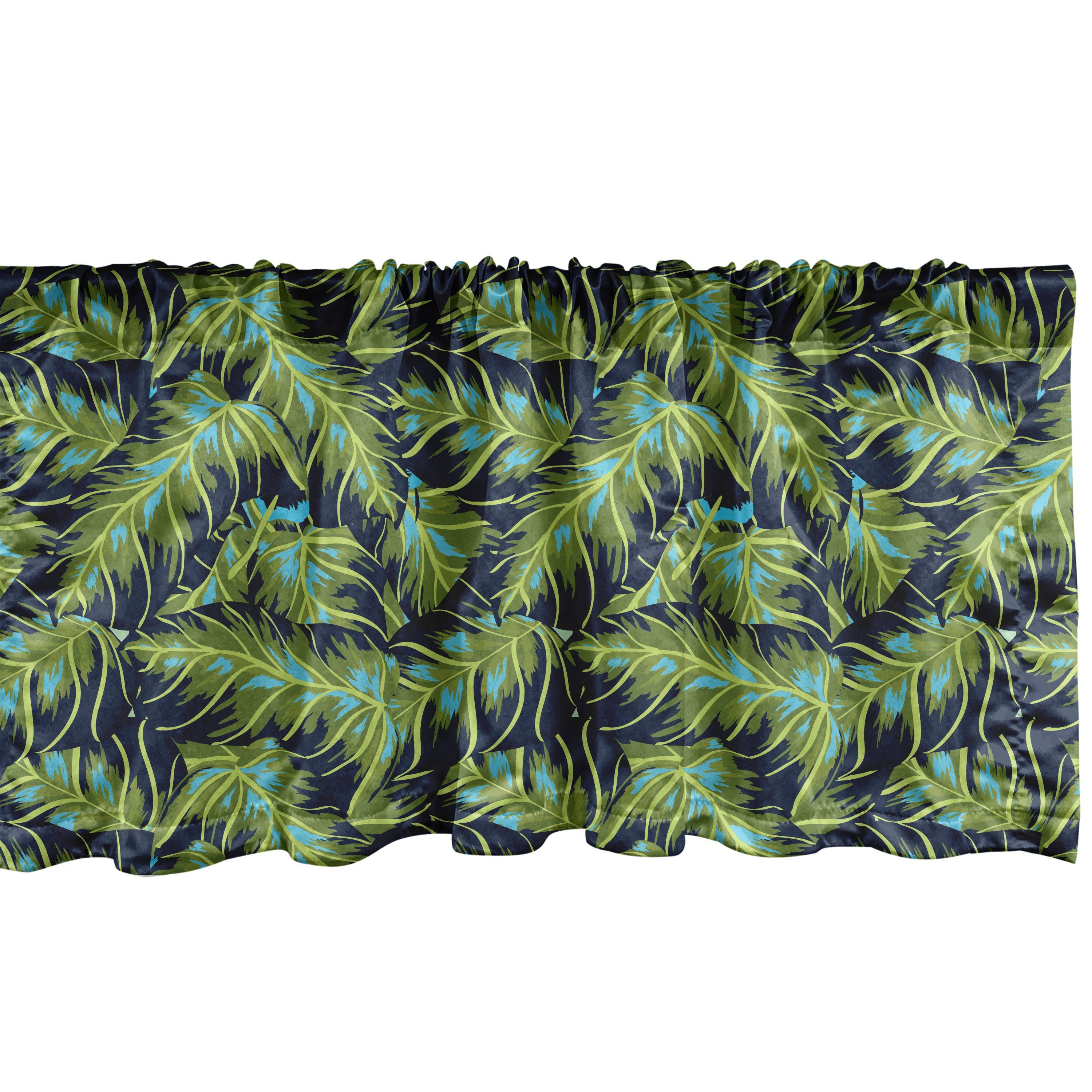 Scheibengardine Vorhang Volant für Küche Schlafzimmer Dekor mit Stangentasche, Abakuhaus, Microfaser, Tropisch Bananenblattpflanzen Pattern
