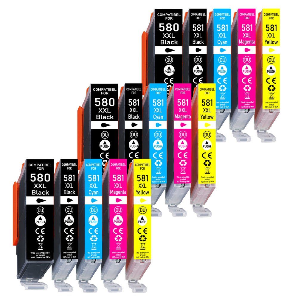 Druckerparadies 15er Multipack für Canon 580 581 XXL Druckerpatronen Set Tintenpatrone (15-tlg., TS6150 TS6151 TS6240 TS6241 TS6250 TS6251 TS6350 TS6351 TS705)