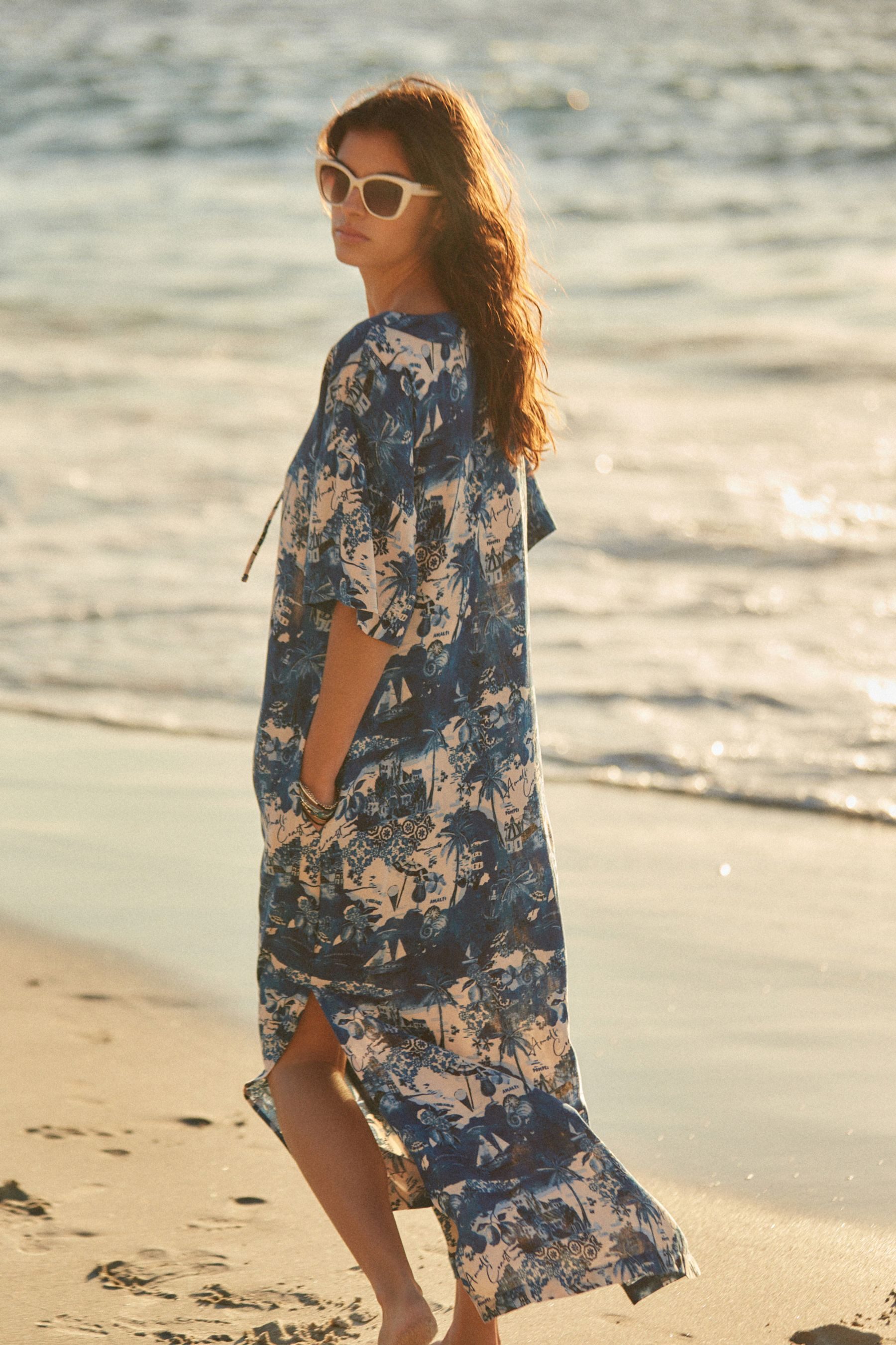 Next Maxikleid Sommerliches Kaftan-Maxikleid, Petite (1-tlg) günstig online kaufen