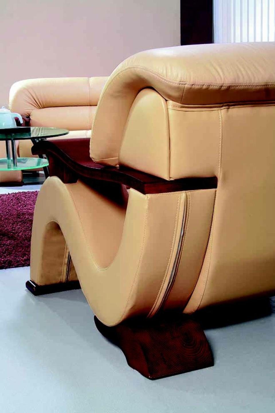 Made in 3+2 (ohne Sessel), Europe Beige Leder Sofa Sofagarnitur Sofa Set JVmoebel