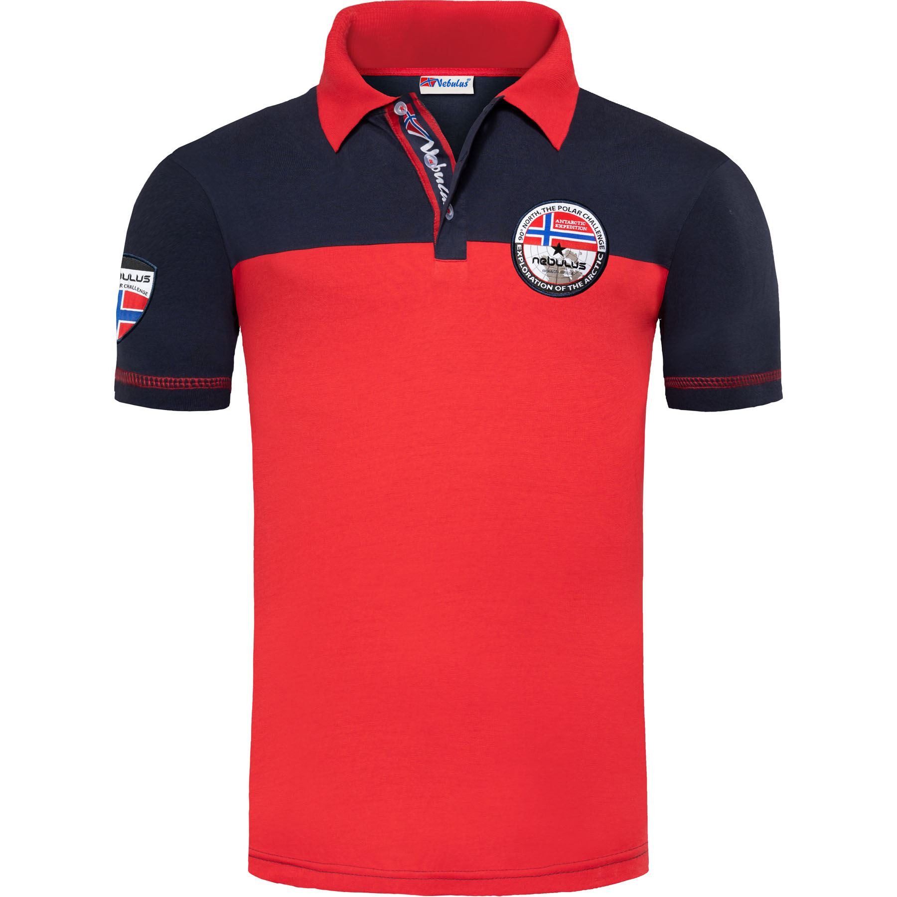 Nebulus Poloshirt PINA, P5305 - Herren, rot-navy, M
