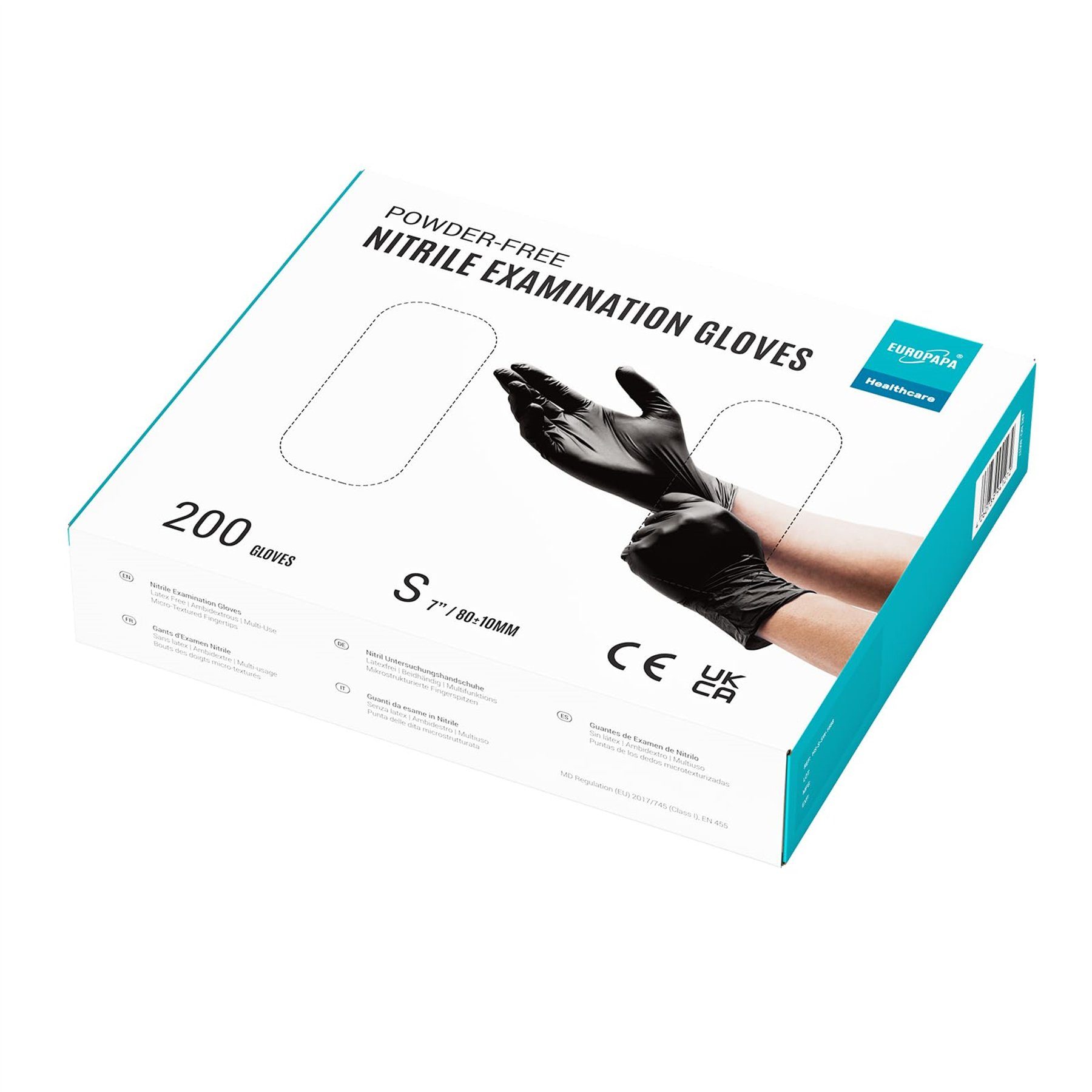 EUROPAPA Nitril-Handschuhe Medical Einmalhandschuhe Untersuchungshandschuhe (200, puderfrei ohne Latex, Gummihandschuhe, EN455 EN374) unsteril latexfrei disposible gloves