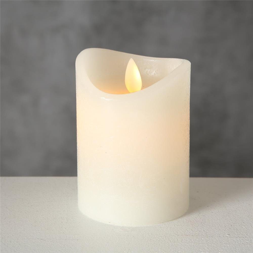 BOLTZE LED-Kerze Bino 10 cm, Cremeweiß flammenlose Stumpenkerze batteriebetrieben