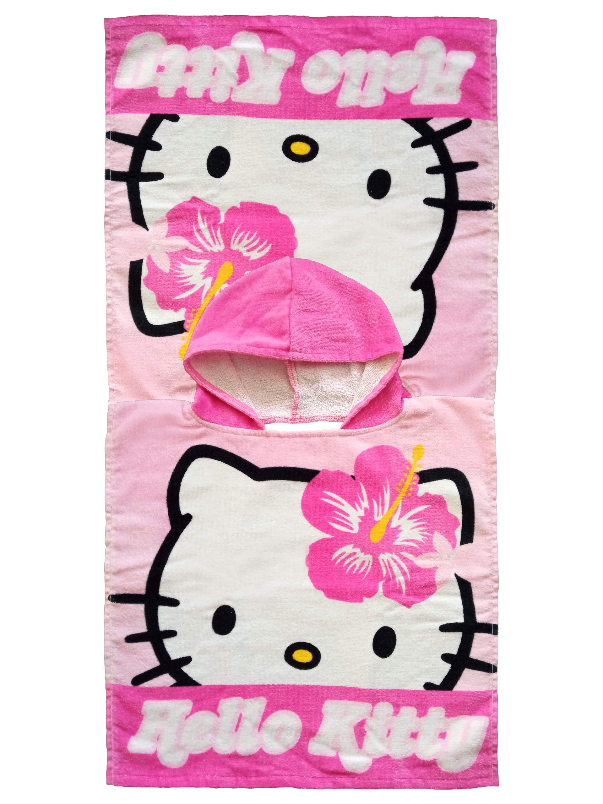 United Labels® Strandtücher Hello Kitty Badeponcho Handtuch Badetuch mit Kapuze 50 x 100 cm