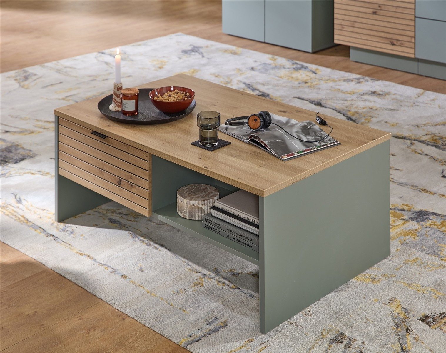 Innostyle Couchtisch Ina, in Grün, Holzwerkstoff - 110x44x65cm (BxHxT)