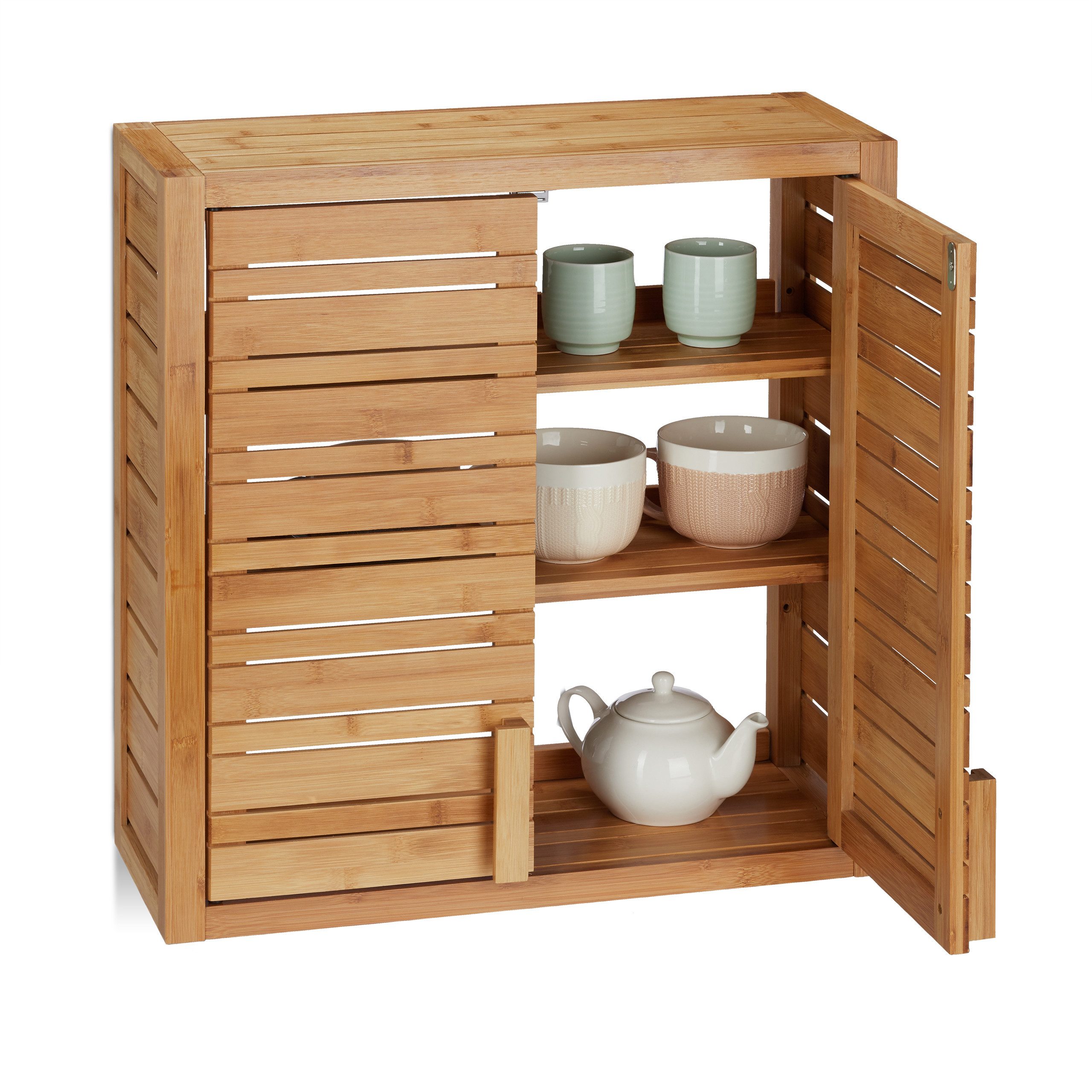relaxdays Hängeschrank Wandschrank Bambus günstig online kaufen