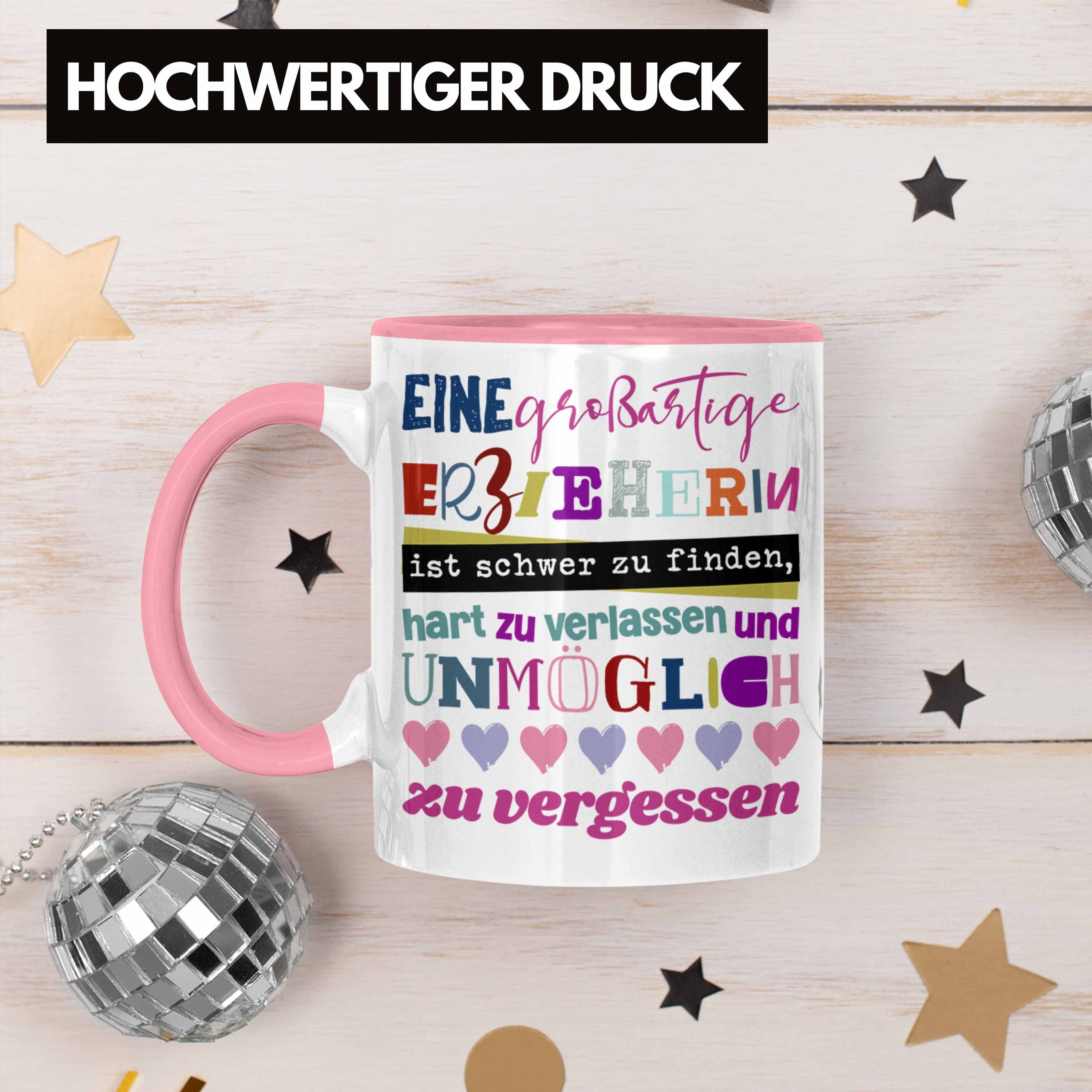 Trendation Tasse Geschenk Kindergärtnerin Großartige - Rosa Geschenkidee Tasse Erzieherin Trendation Spruch Abschied