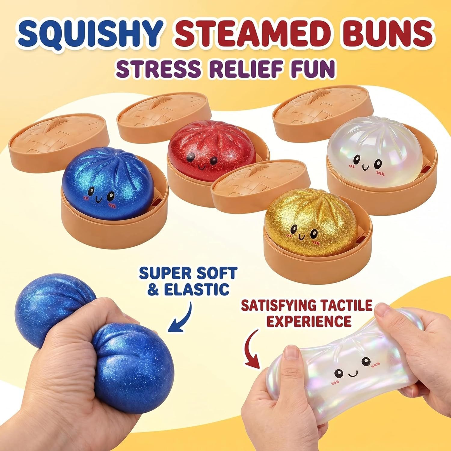 FELIXLEO Jumboball Glitter Dumpling Squishy Toy 4er Set Glitzer Knödel Fidget Toys