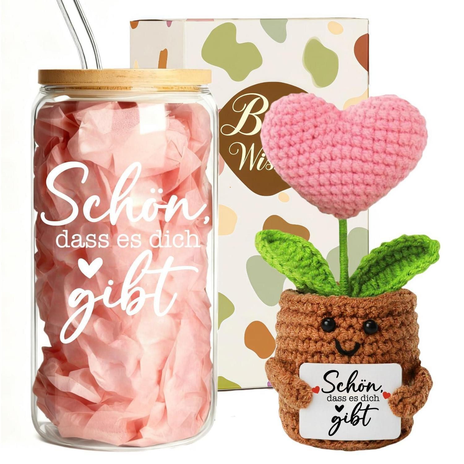 LuxusKollektion Gläser-Set Trinkgläser Geschenkset Frauen "Schön dass es dich gibt", Glas