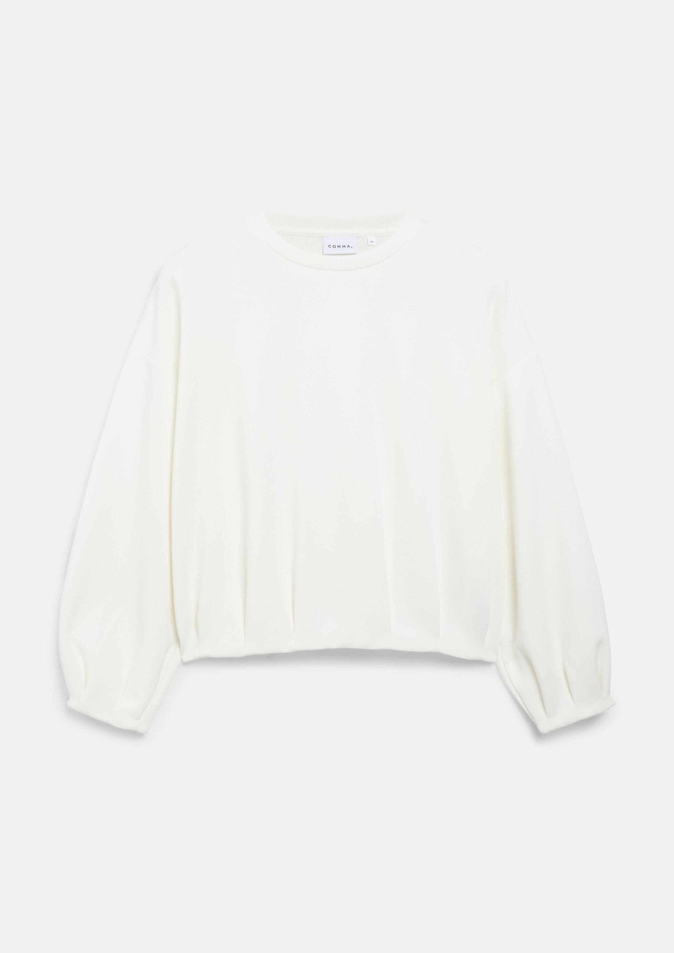 comma Sweatshirt Sweatshirt Sweatshirt mit Ballonärmeln und Bubblesaum