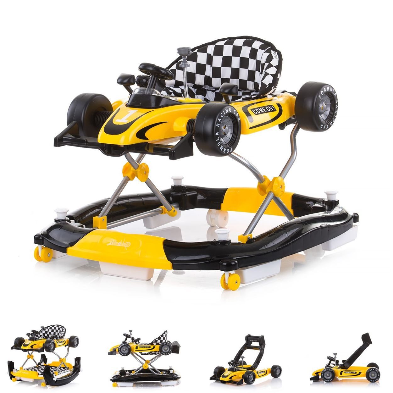 Chipolino Lauflernhilfe Racer 4 in 1, Musik, Wippe, Stopper, Kunststoff, Spielcenter, Musikfunktion