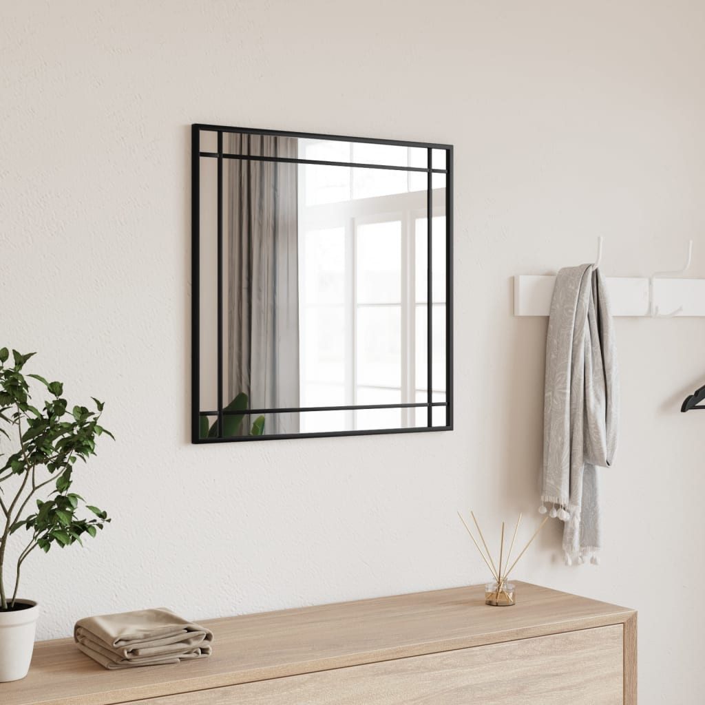 vidaXL Spiegel Wandspiegel Schwarz 60x60 cm Quadratisch Eisen (1-St)
