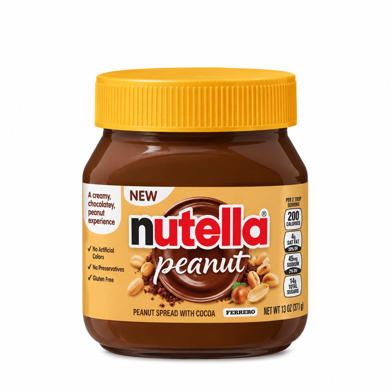 nutella Nussaufstrich Nutella Peanut 371 g – cremiger Erdnuss-Kakao-Aufstrich aus den USA