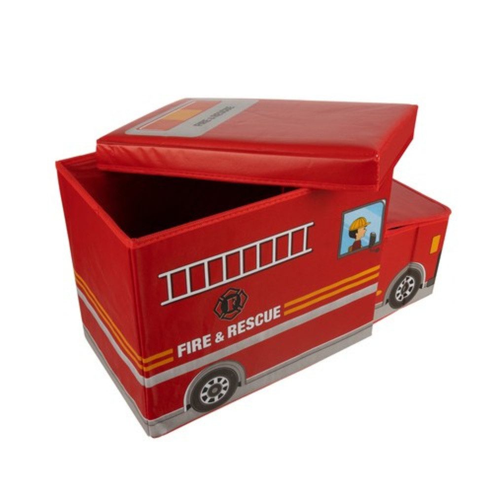 KRUZZEL Toy Chest Fire Engine Toy Storage Boxes (Value Pack, 1 pc., foldable), space-saving storage, made of easy-care material
