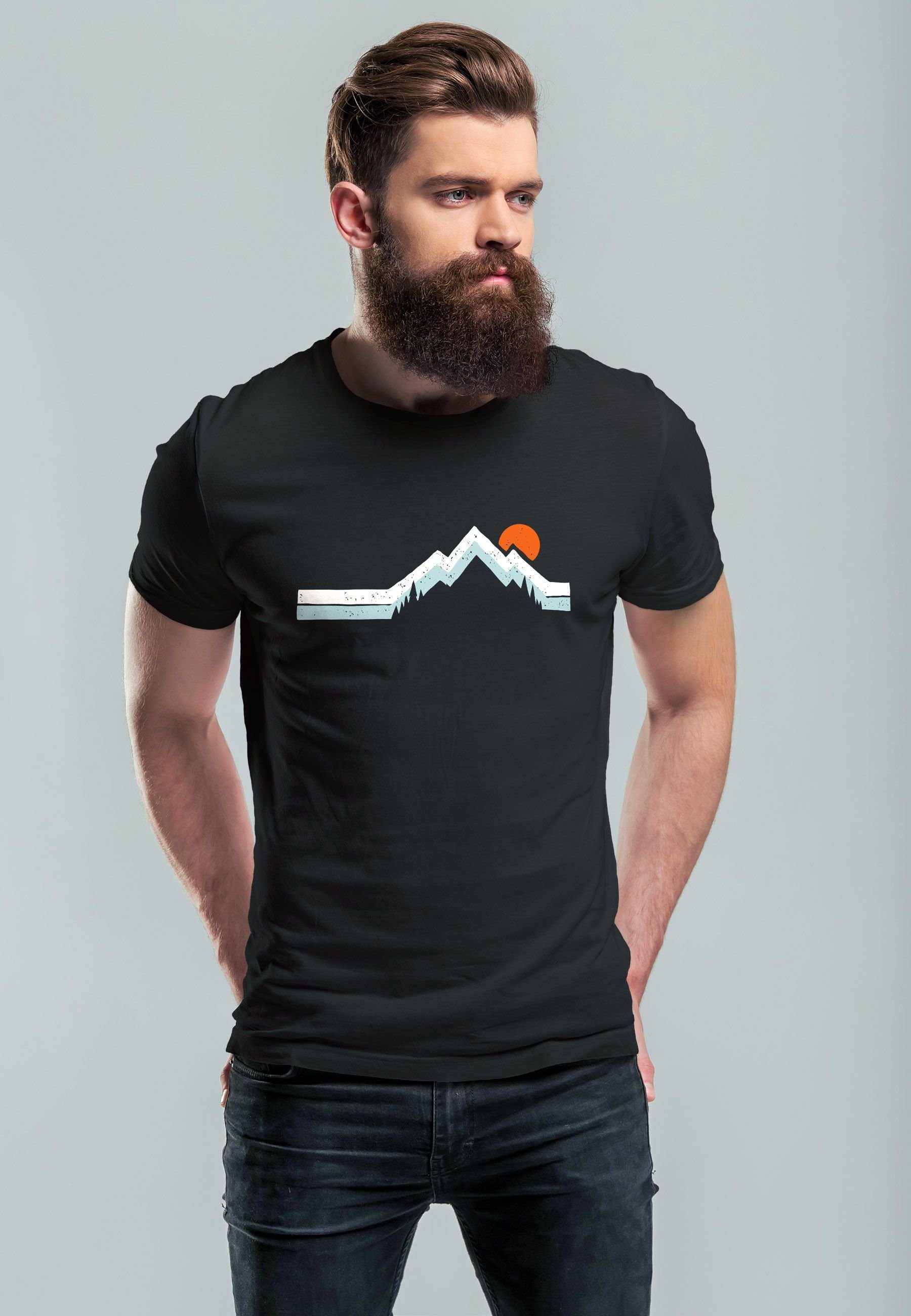 Neverless Print-Shirt Herren T-Shirt Berg Wandern günstig online kaufen
