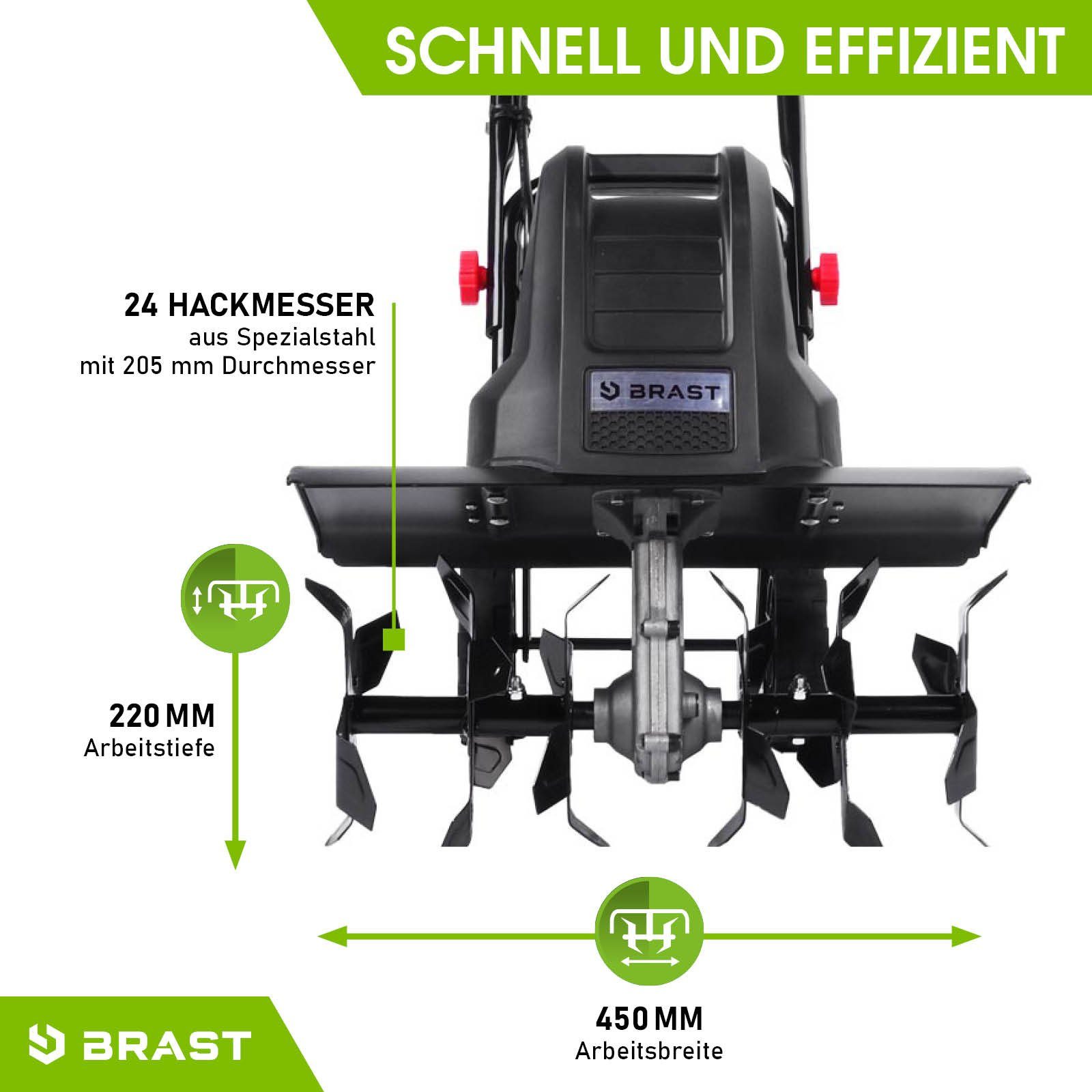 BRAST Elektromotorhacke Gartenfräse Kultivator Ackerfräse 1200-1800 Watt 36-45cm Arbeitsbreite, 45 cm Arbeitsbreite, viele Modelle für kleine bis sehr große Ras – Bild 5 von 5