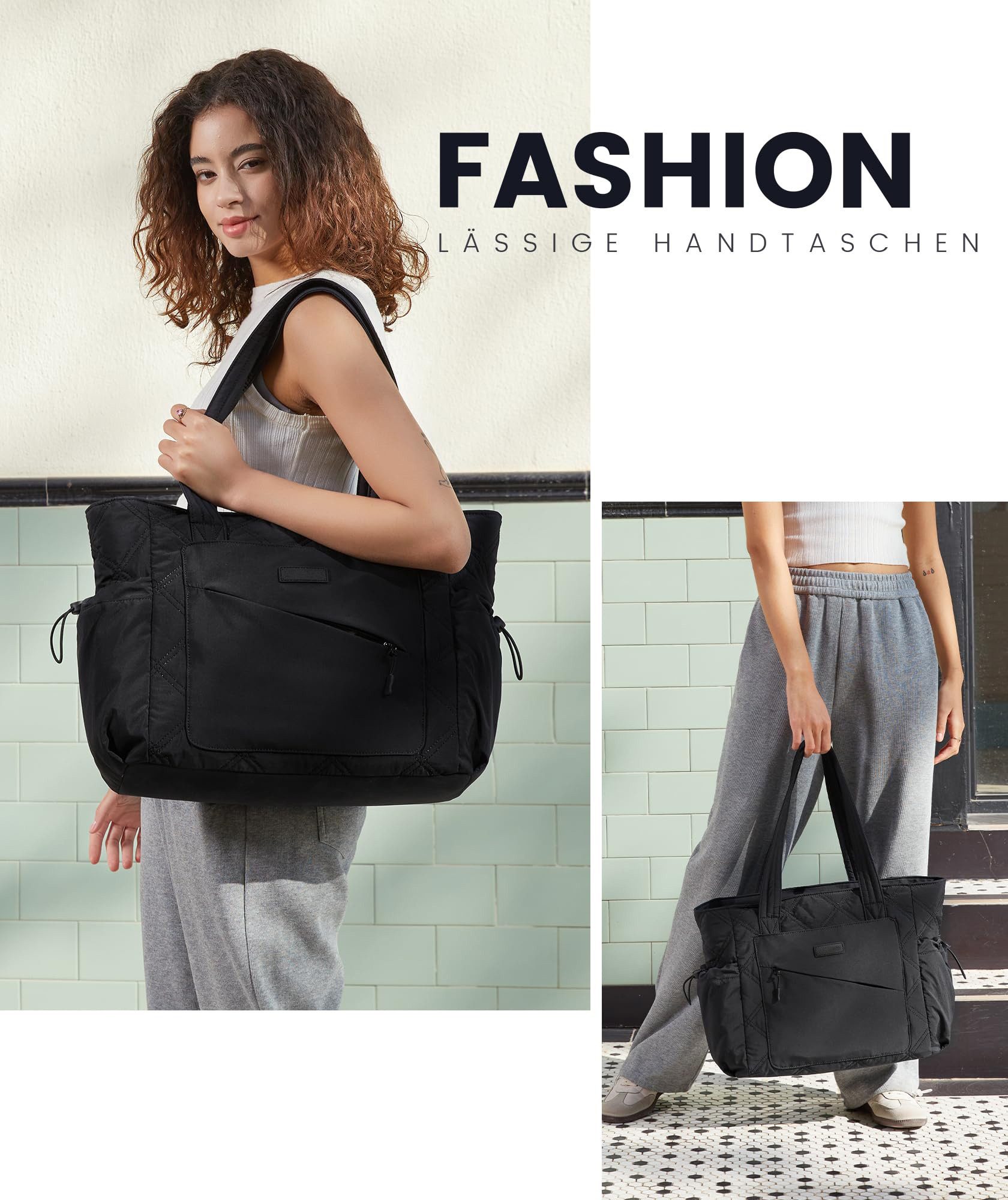 Zaewry Umhängetasche Shopper Tasche Damen Groß, Arbeitstasche Leicht Handtasche, Laptoptasche Schultasche, Bürotasche Lehrertasche – Bild 2 von 5