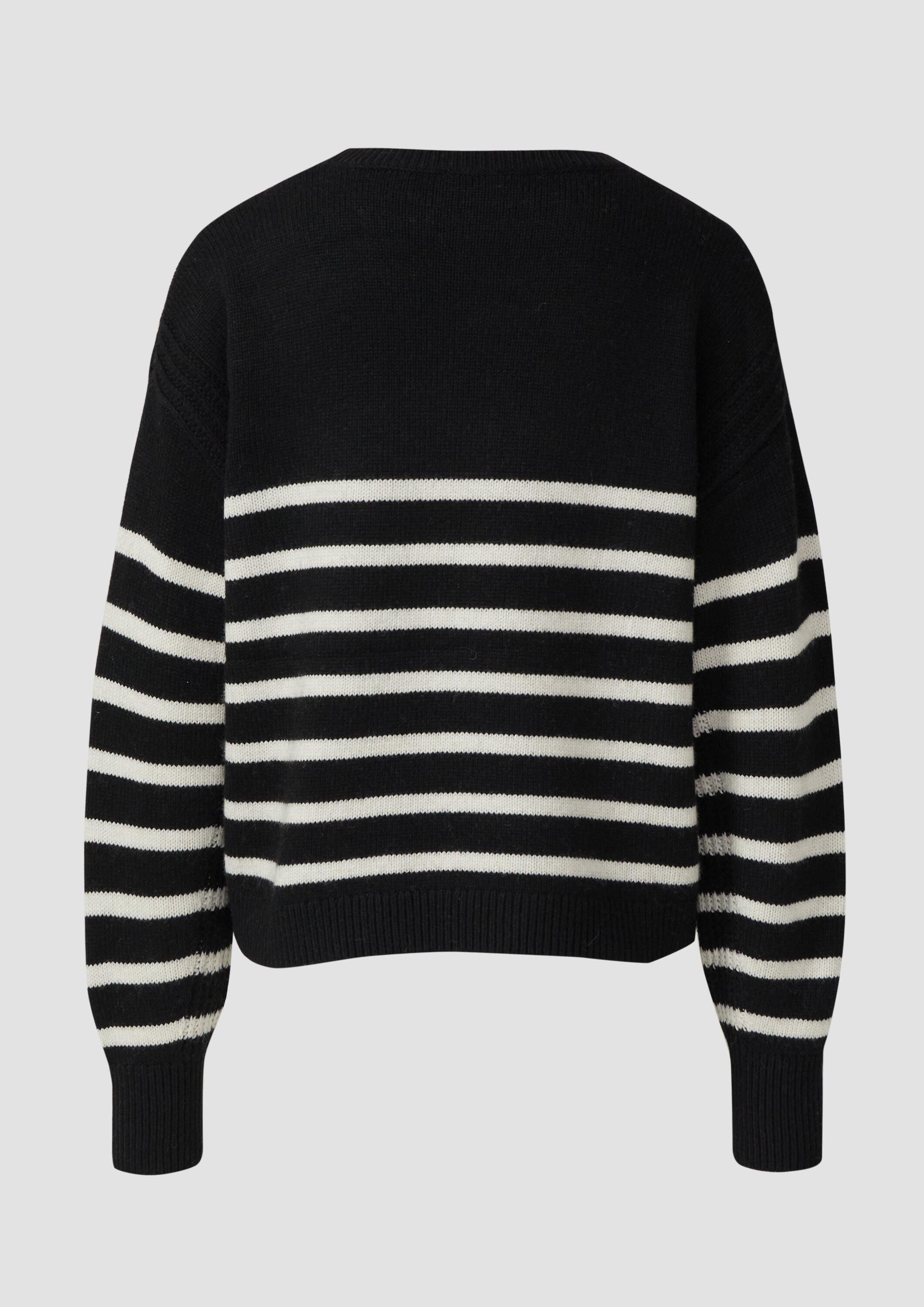 s.Oliver Longpullover Strickpullover Gestreifter Strickpullover aus Wollmix günstig online kaufen