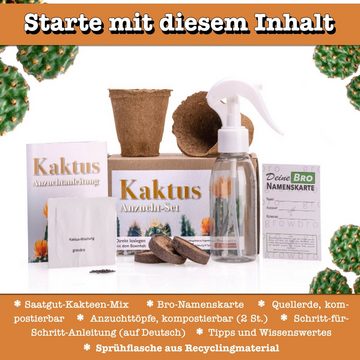 Kunstkaktus KAKTUS Anzuchtset inkl. Sprühflasche PERFEKTES GESCHENK, growbro, - Bekannt aus Social Media