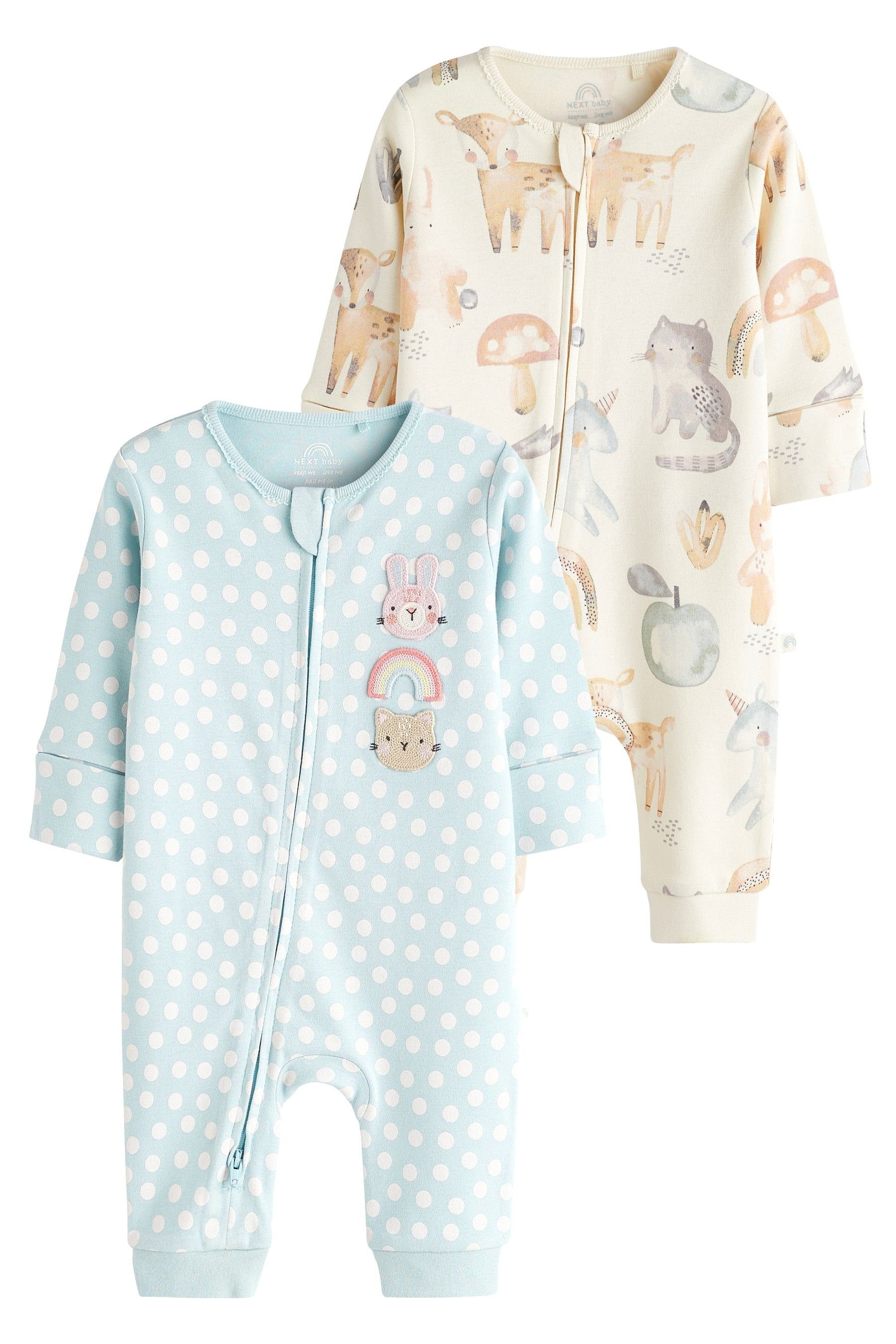 Next Schlafoverall 2 x Fußlose Babyschlafanzüge mit Reißverschluss (2-tlg),  Aktuelles Design aus England