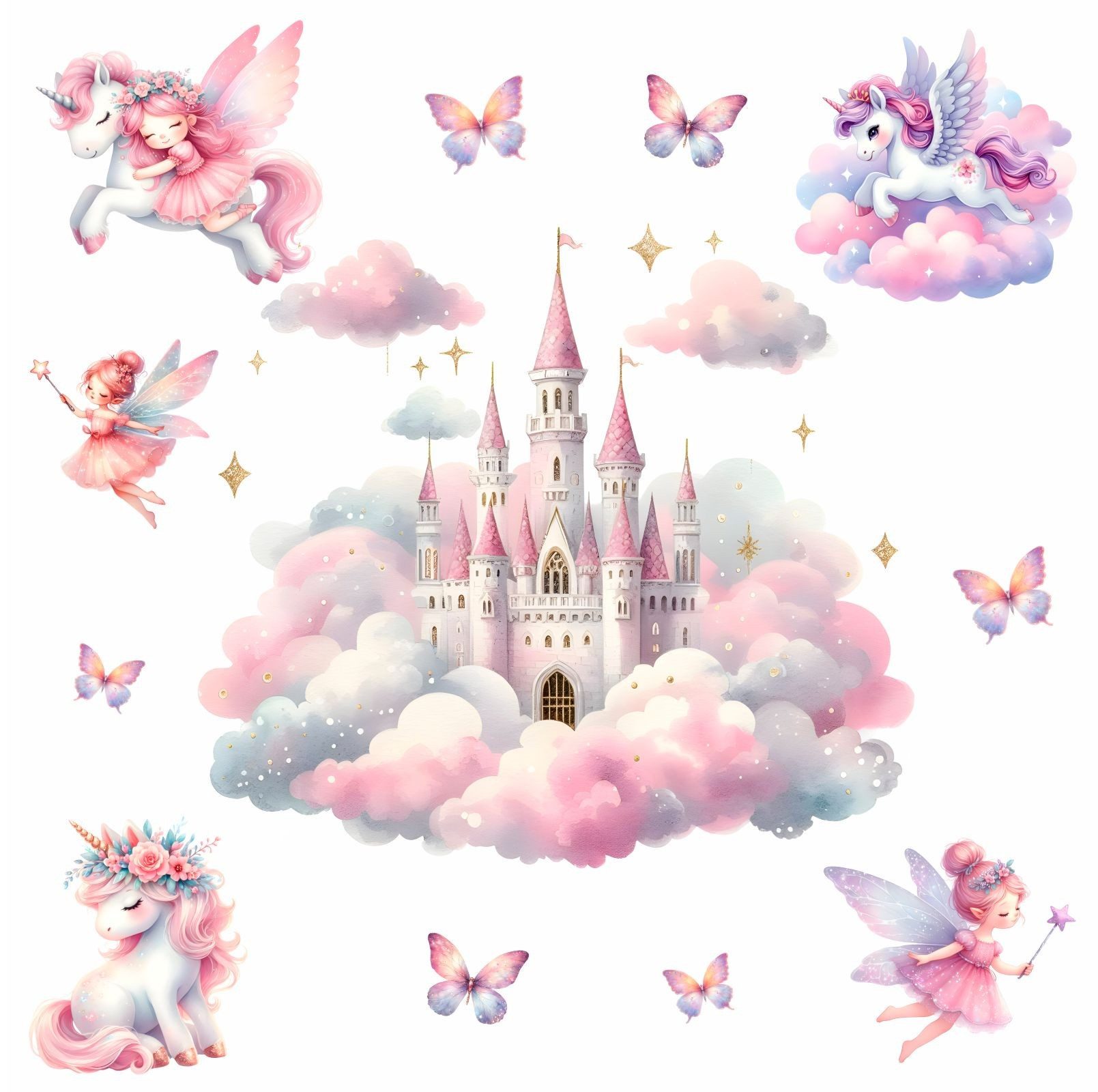 nikima Wandtattoo 262 Wandtattoo Schloss auf Wolken mit Feen - Größe 750 x günstig online kaufen