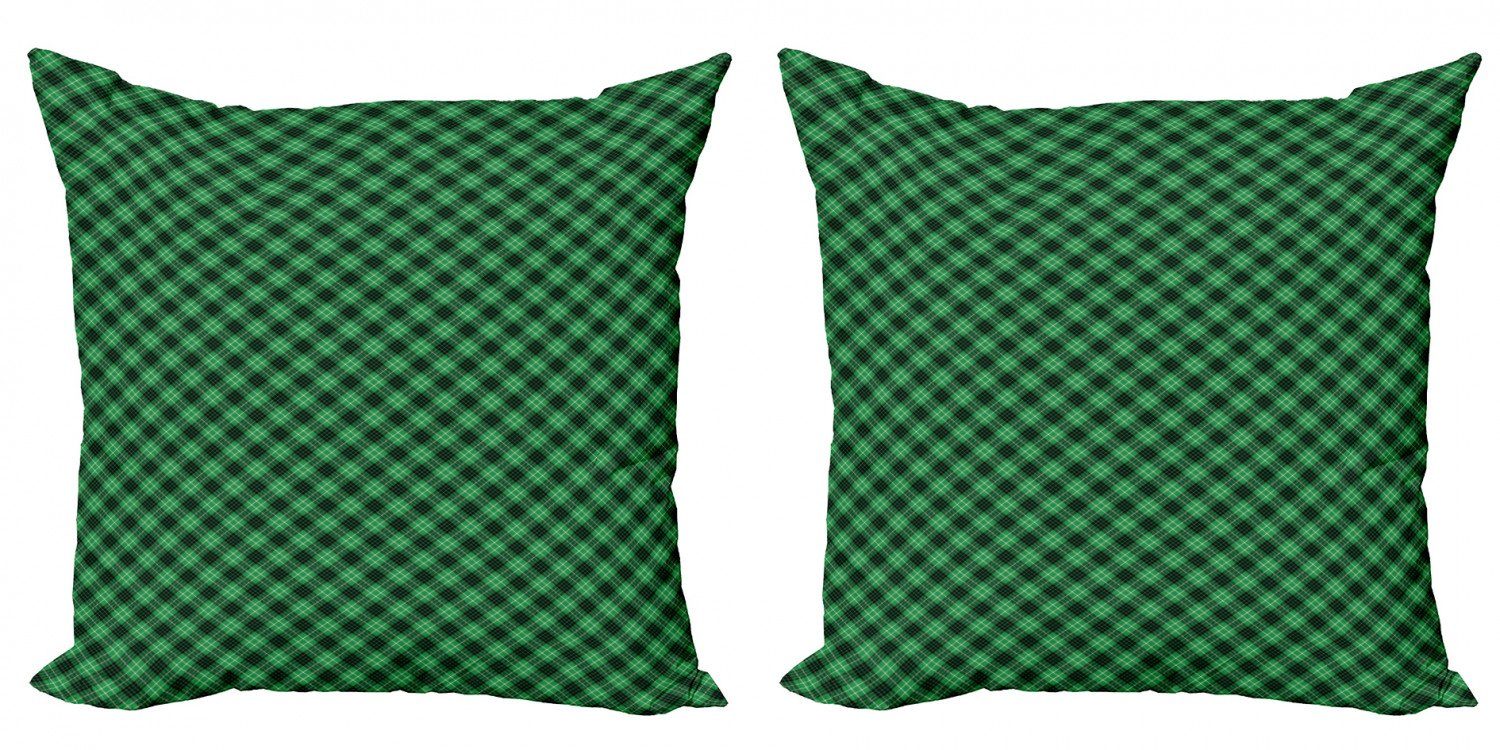 Kissenbezüge Modern Accent Doppelseitiger Digitaldruck, Abakuhaus (2 Stück), Plaid Diagonal Tartan Grün
