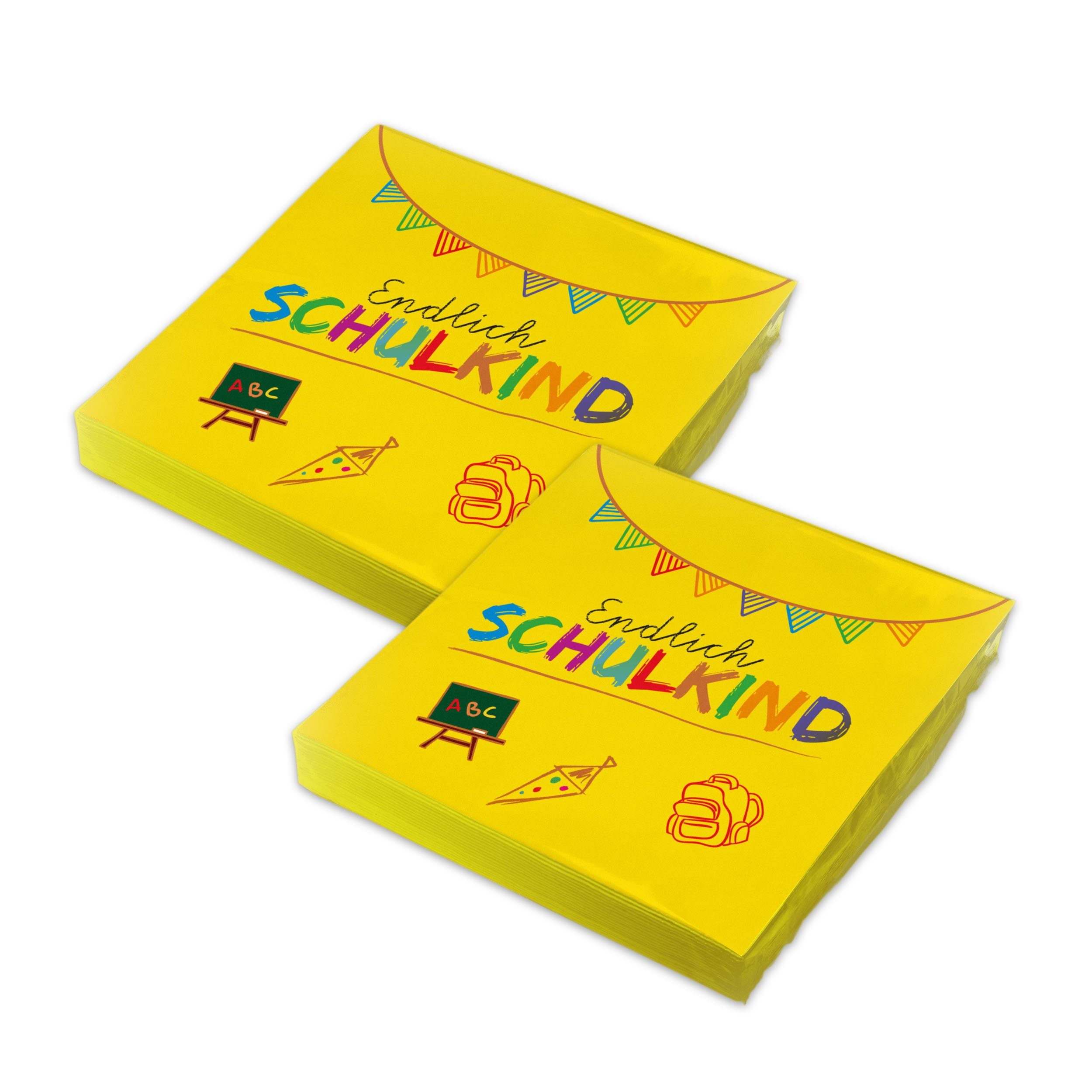 itenga Papierserviette itenga 40x Serviette Schulanfang Endlich Schulkind GELB