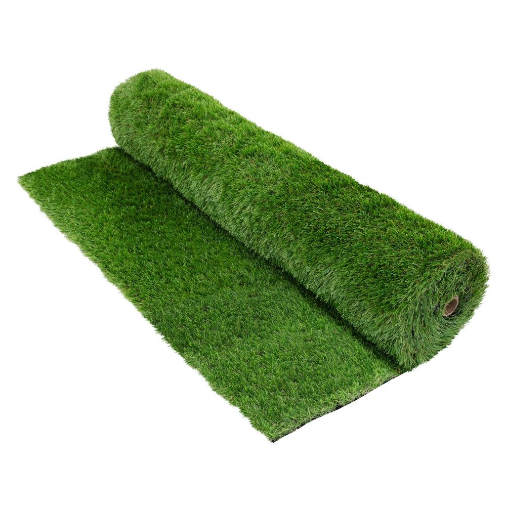 ECD Germany Kunstrasen Rasenteppich Kunstrasen-Rolle Grasmatte Meterware Kunstgras Wetterfest, Höhe: 37.0 mm, 100x200 cm 2m² 35mm Outdoor UV-beständig für Balkon Terrasse & Garten