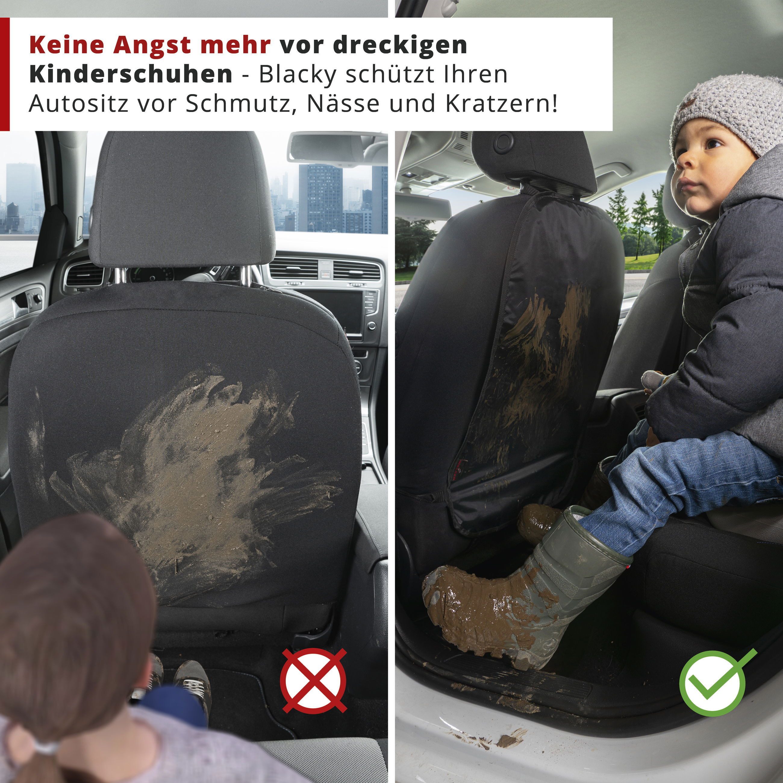 WALSER Autokindersitz Autositz Rückenlehnenschutz Blacky, ab: ab 4 Jahre, bis: - 10 Jahren, (1 Stück, 1-tlg)