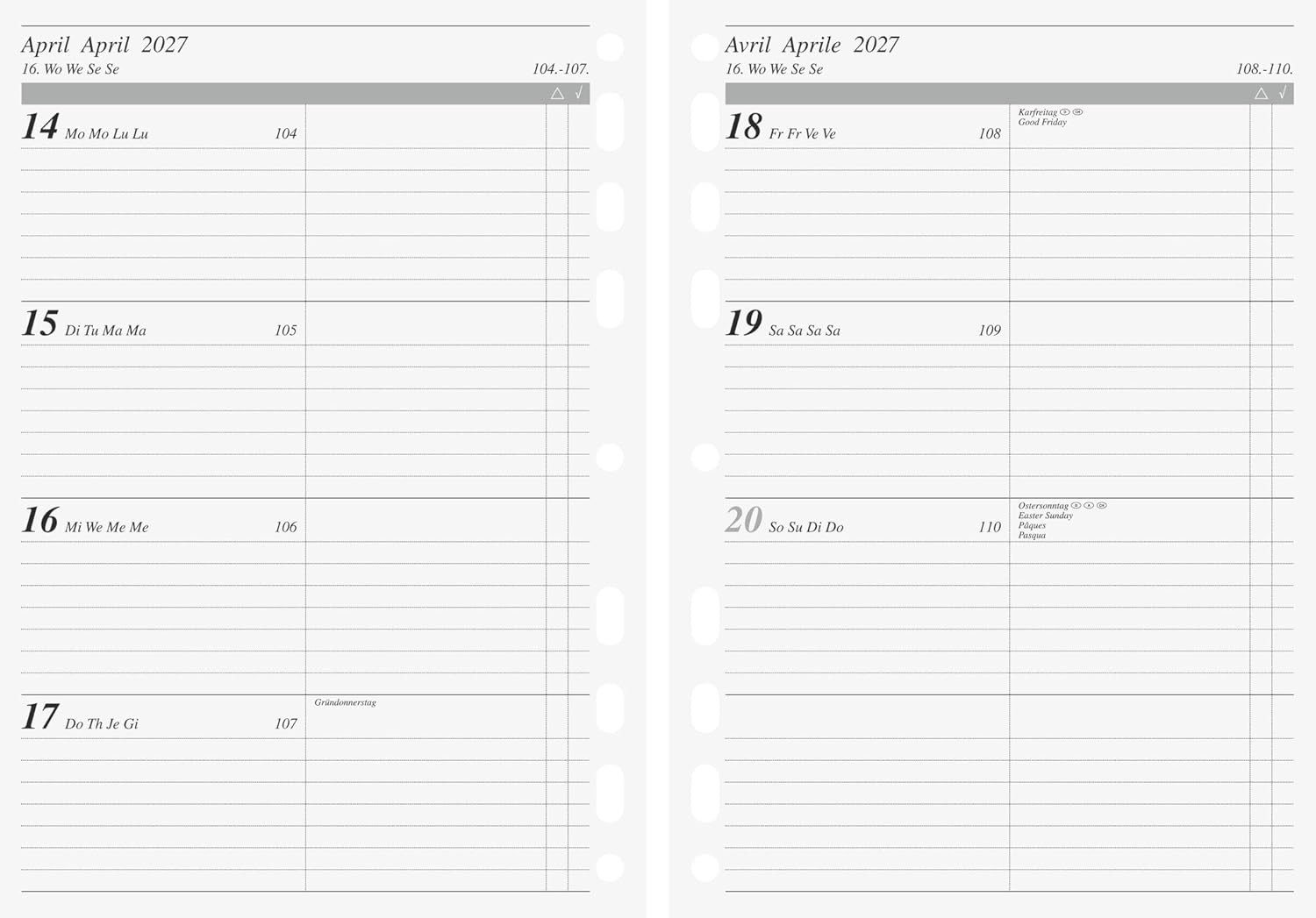 RIDO Monatskalender rido/idé Wochenkal. Timeplaner Work 2027, A5