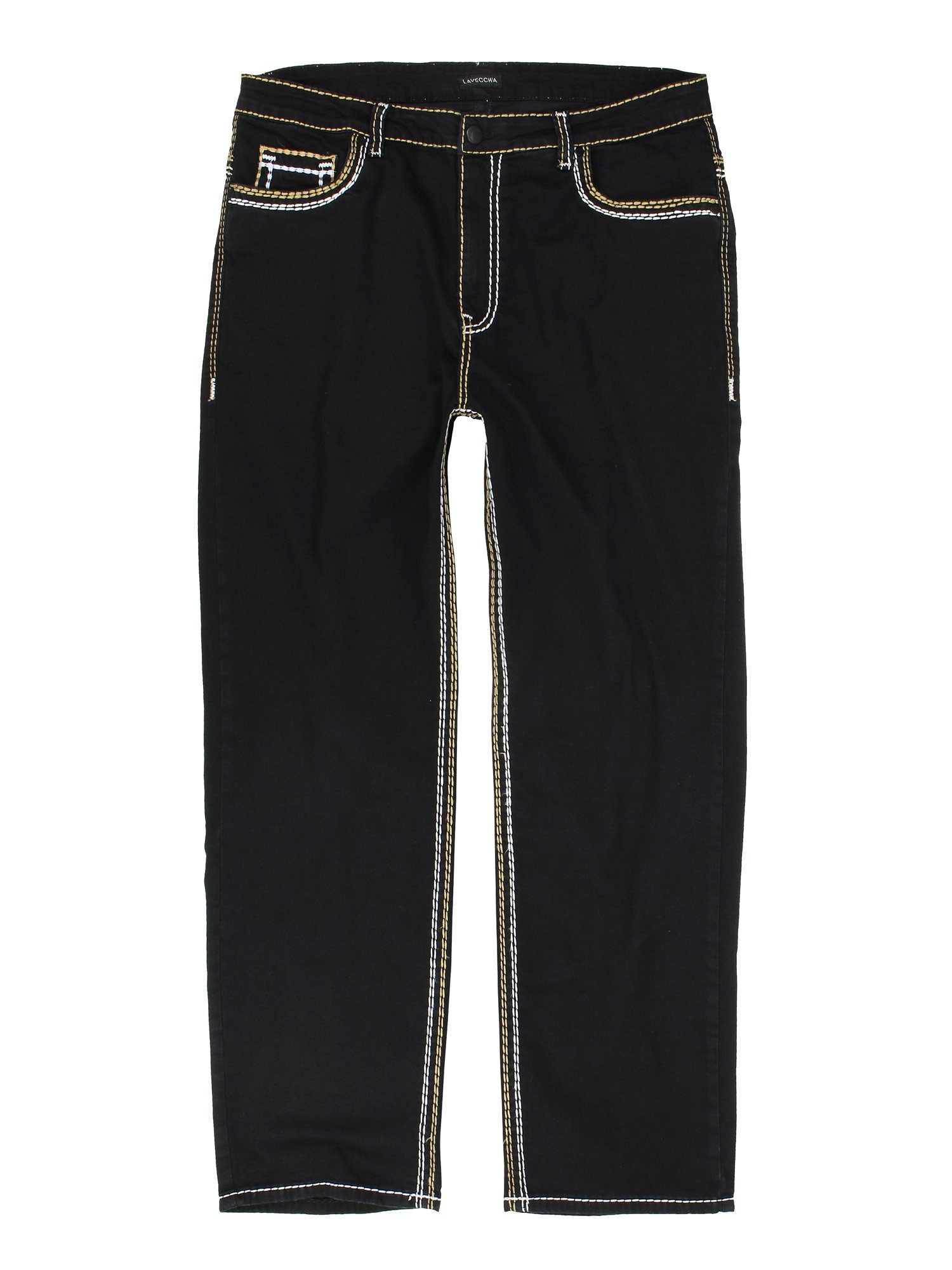 Lavecchia Comfort-fit-Jeans Übergrößen Herren Jeanshose LV-503 Stretch mit Elasthan & dicker Naht schwarz