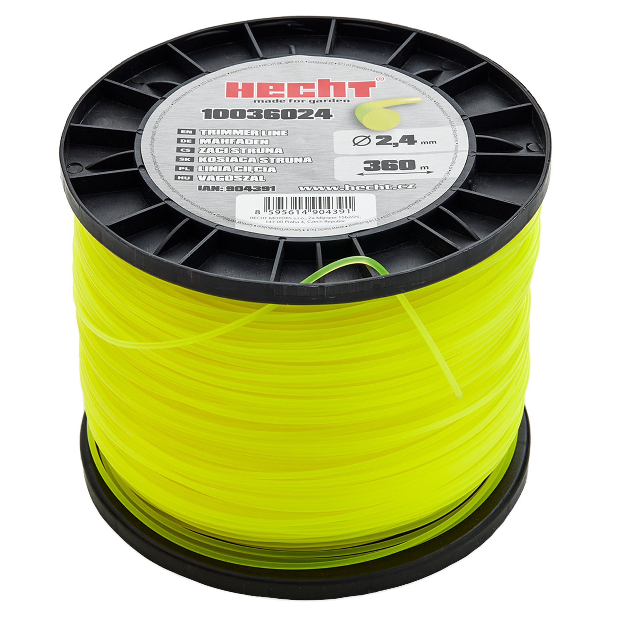 Hecht Rasentrimmer-Ersatzspule 10036024 Ersatzfaden 2,4 mm 360 m rund, 360 m Fadenlänge, Mähfaden 2,4 mm rund, Nylon, 360 m, neongelb
