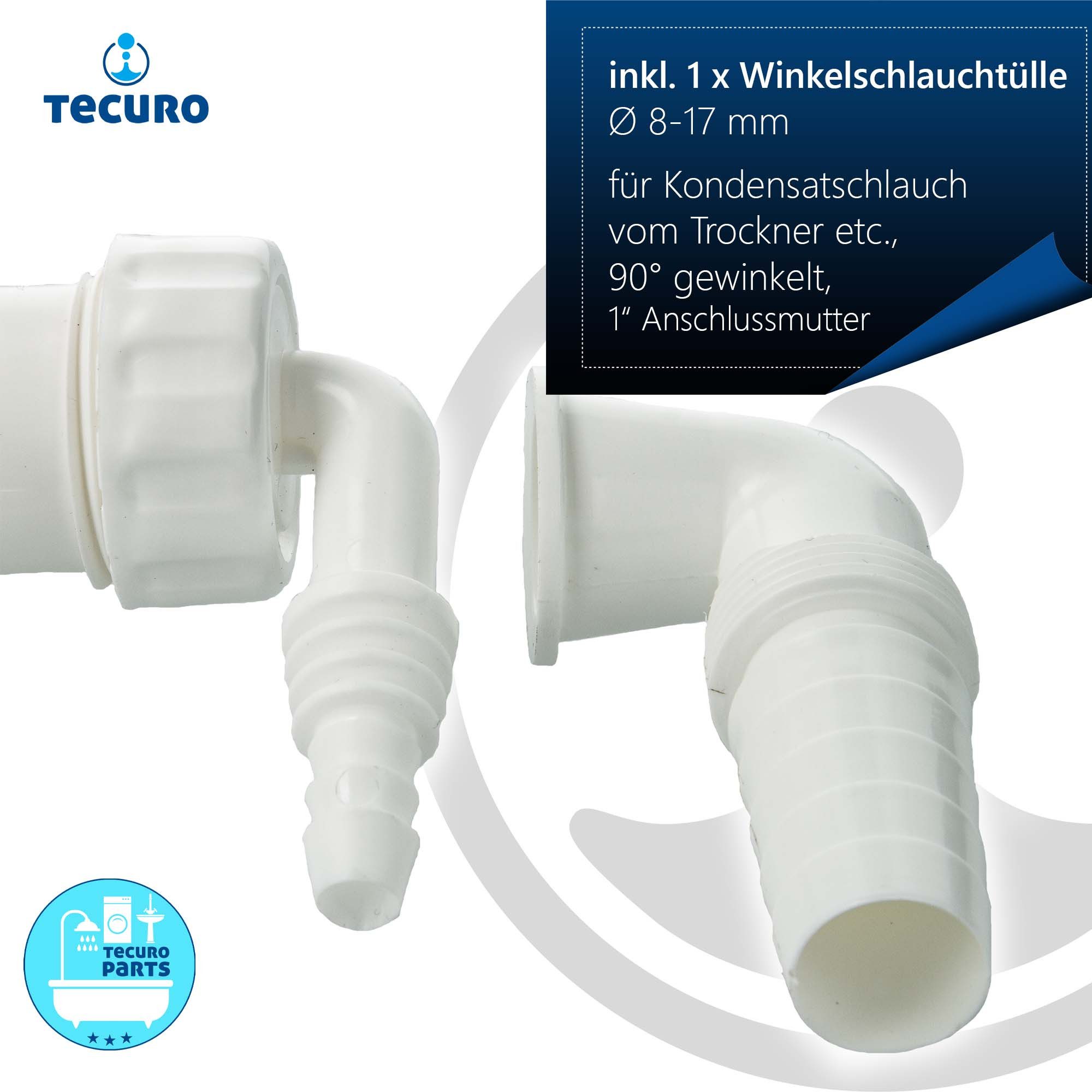 tecuro Ablaufrohr Ablauf-Doppelanschluss für 2 x Waschmaschine und/oder Trockner, Wandanschluss Ø 32 mm