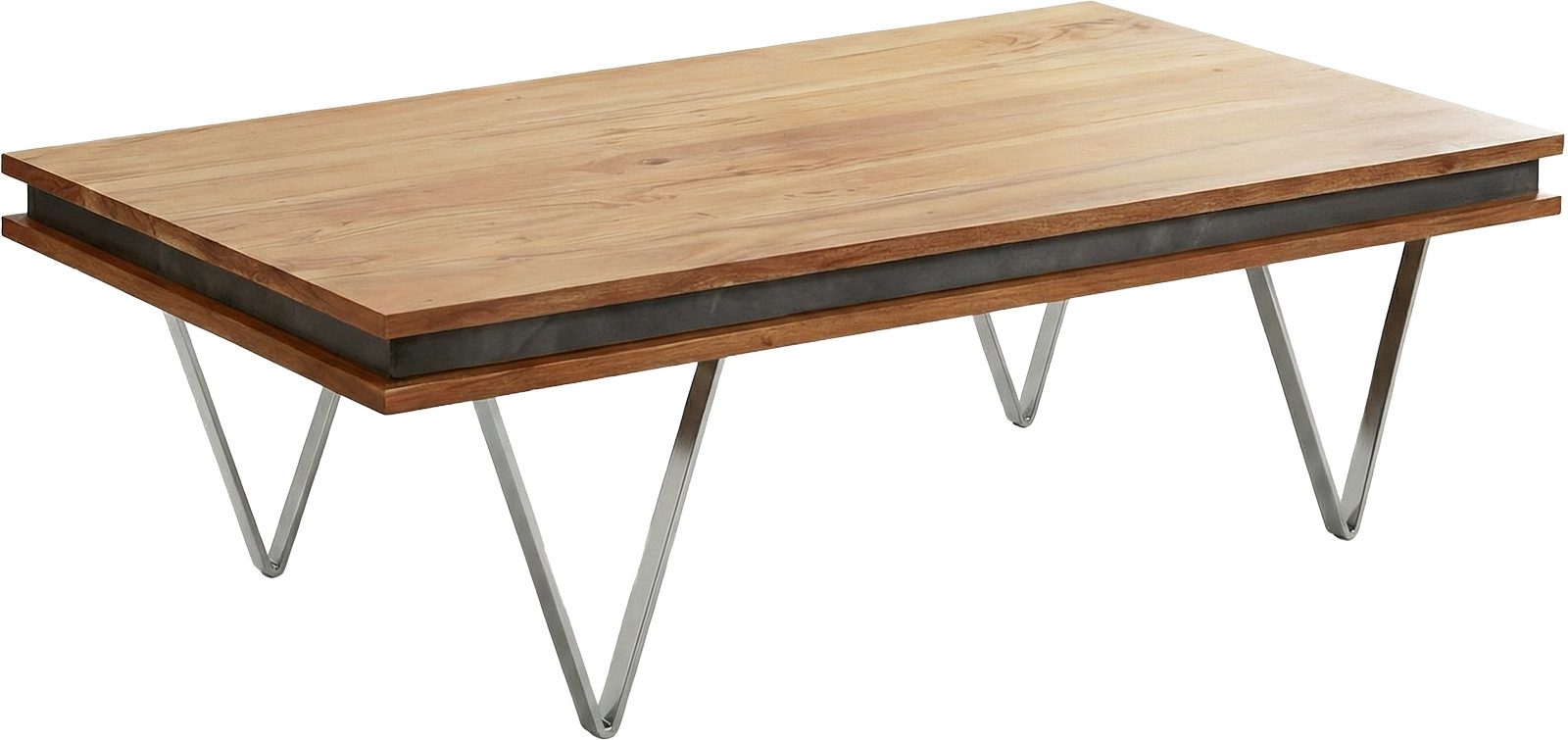 DELIFE Couchtisch Stonegrace, Akazie Natur Schiefer 117x60x25 Steinfurnier