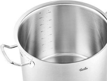 Fissler Topf-Set ORIGINAL-PROFI COLLECTION® Edelstahl-Topfset, Edelstahl 18/10 (8-tlg., je 1 Kochtopf 16/20/24 cm, Stielkasserolle 16 cm, Servierpfanne 24 cm), mit breitem Schüttrand, Kaltmetallgriffen. Made in Germany, Induktion