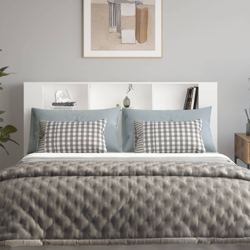 vidaXL Kopfteil, Bett Kopfteil mit Ablagen Weiß 180x18,5x104,5 cm
