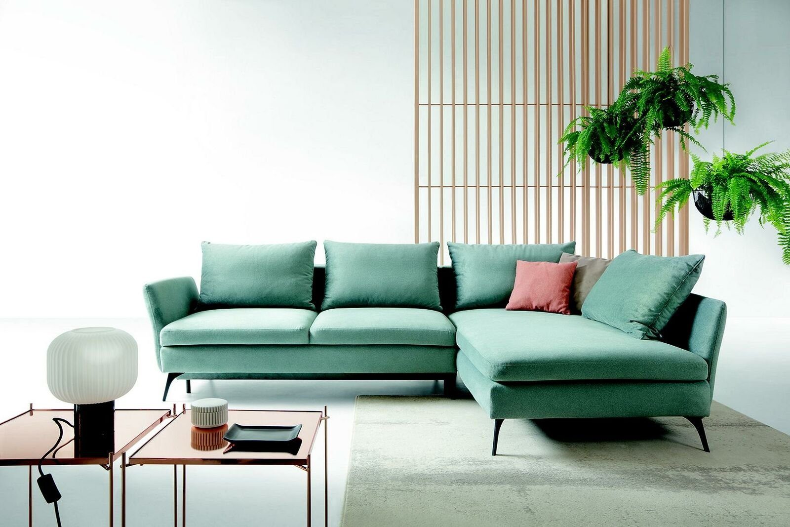 JVmoebel Ecksofa, Wohnzimmer Grün Möbel Textil Sofas Ecksofa L Form Couch