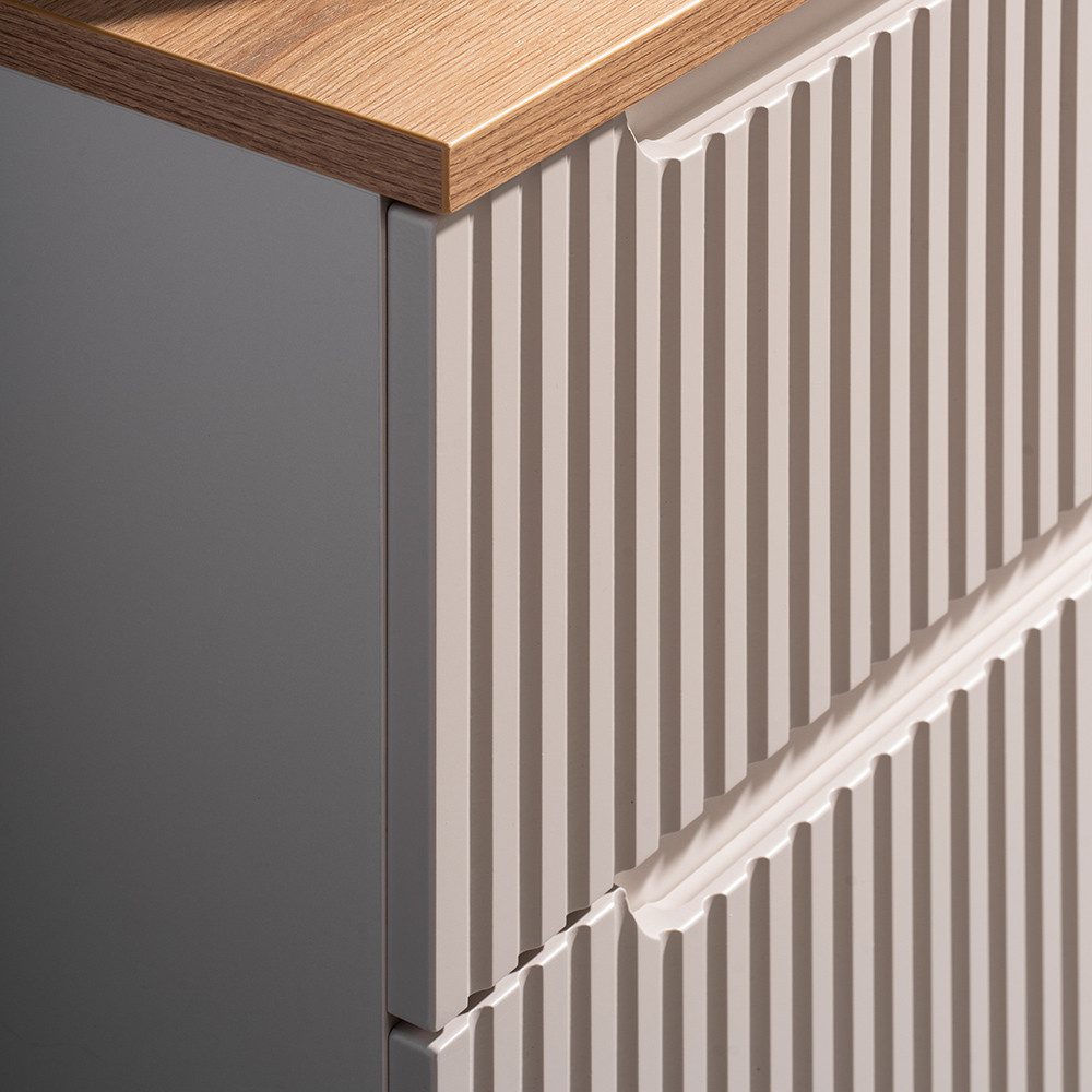 Lomadox Waschbeckenschrank NEWPORT-56-CASHMERE Waschtischunterschrank 120cm, kaschmir & Eiche