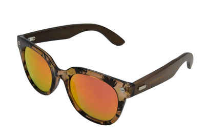 Gamswild Sonnenbrille UV400 GAMSSTYLE Modebrille breite Bambusholzbügel Damen Modell WM1328, rot-orange, grün-türkis, rosa-pink