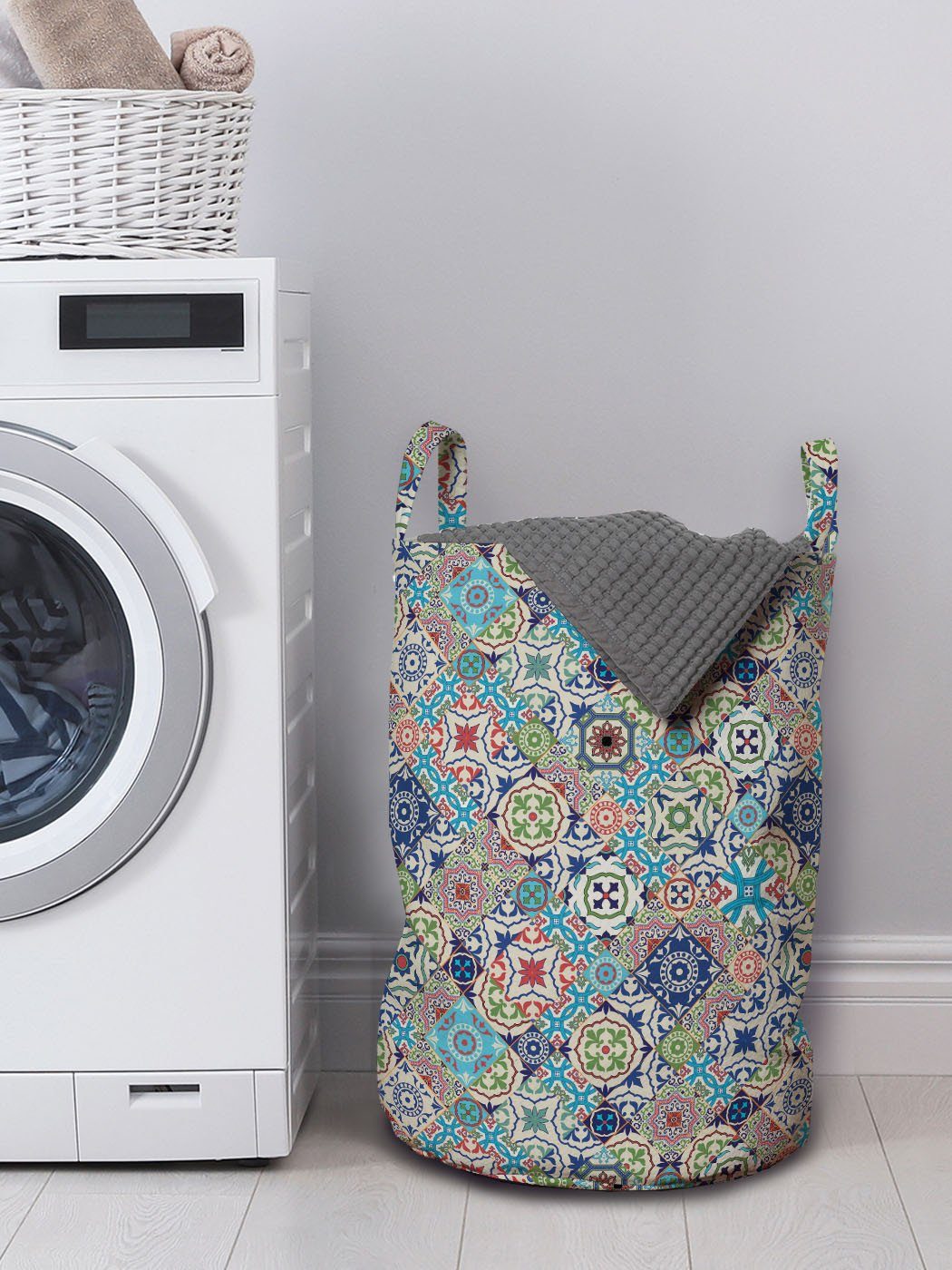 Kordelzugverschluss Patchwork-Mosaik-Fliesen orientalisch für mit Abakuhaus Wäschesäckchen Wäschekorb Waschsalons, Griffen
