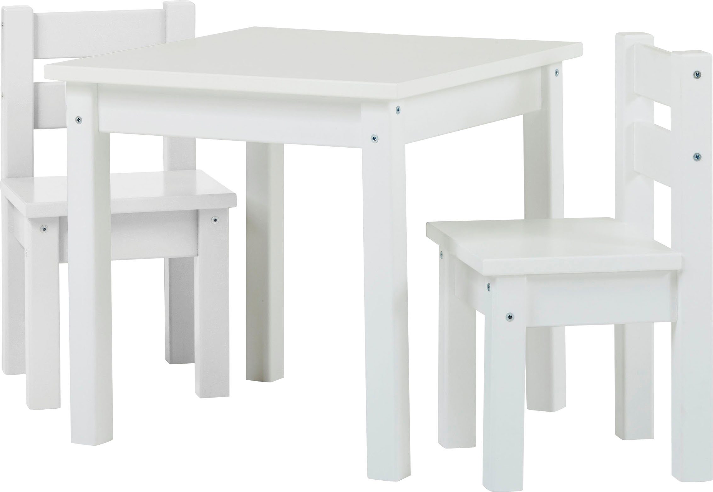 Hoppekids Kindersitzgruppe MADS Kindersitzgruppe, (Set, 4-tlg., 1 Tisch, 3 Stühle), in vielen Farben, mit drei Stühlen weiß
