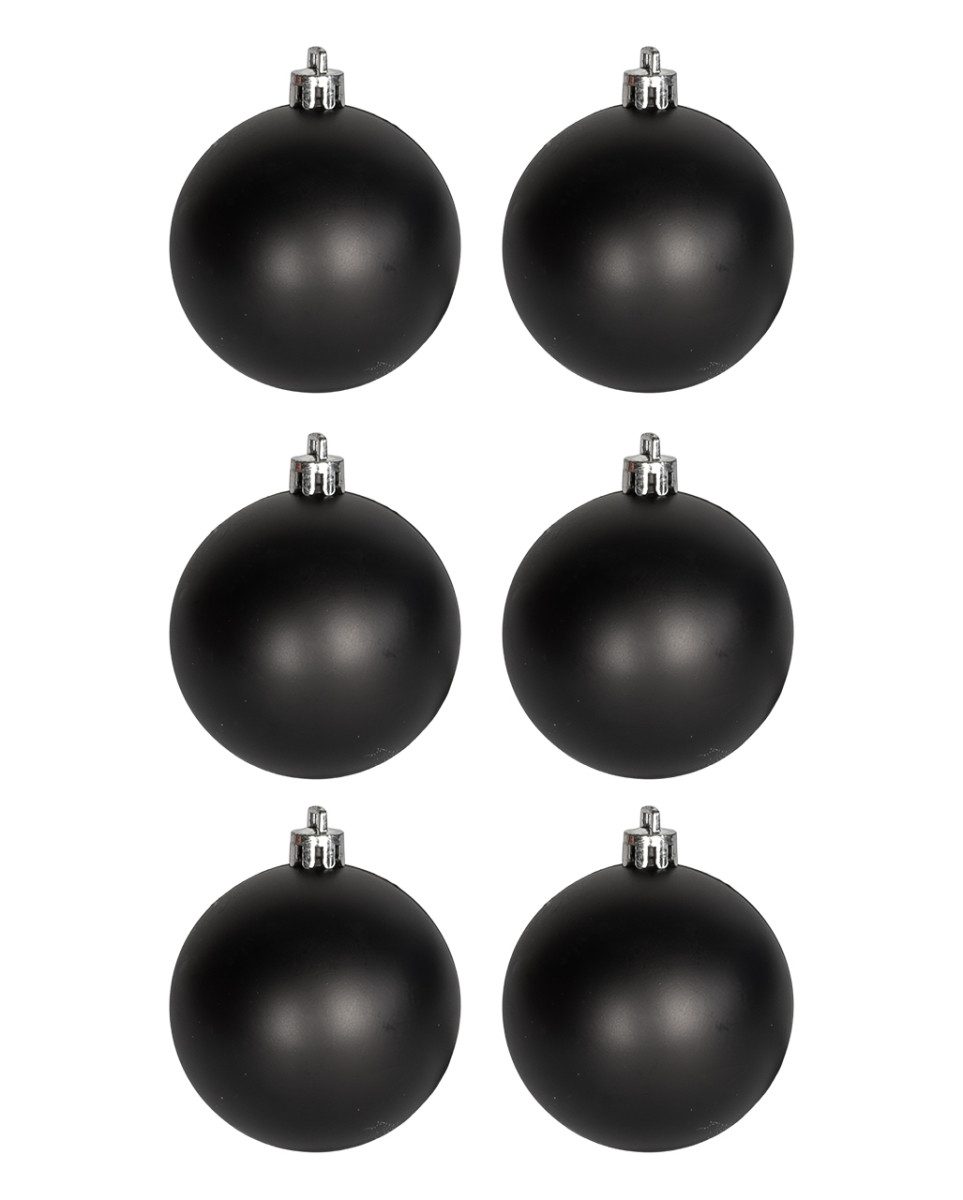 Horror-Shop Dekoobjekt Matt Schwarze Weihnachtskugeln als Dekoration 6 St