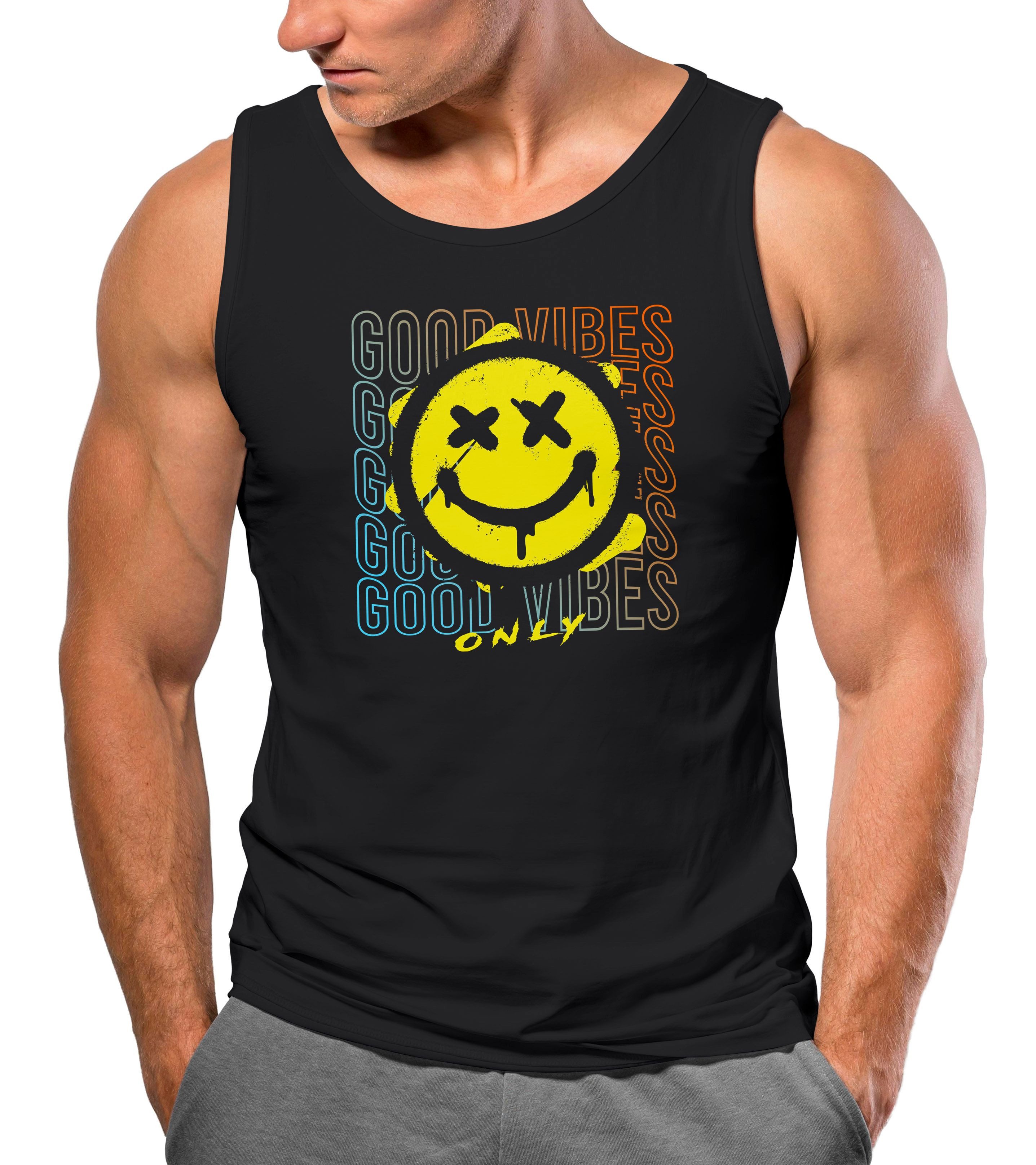 Neverless Tanktop Herren Tank-Top Smiling Face günstig online kaufen